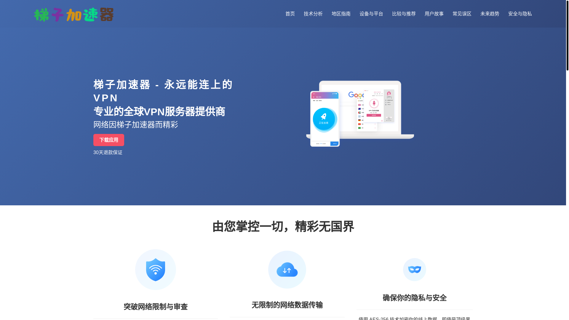website screenshot of https://tizi-vpn.com/