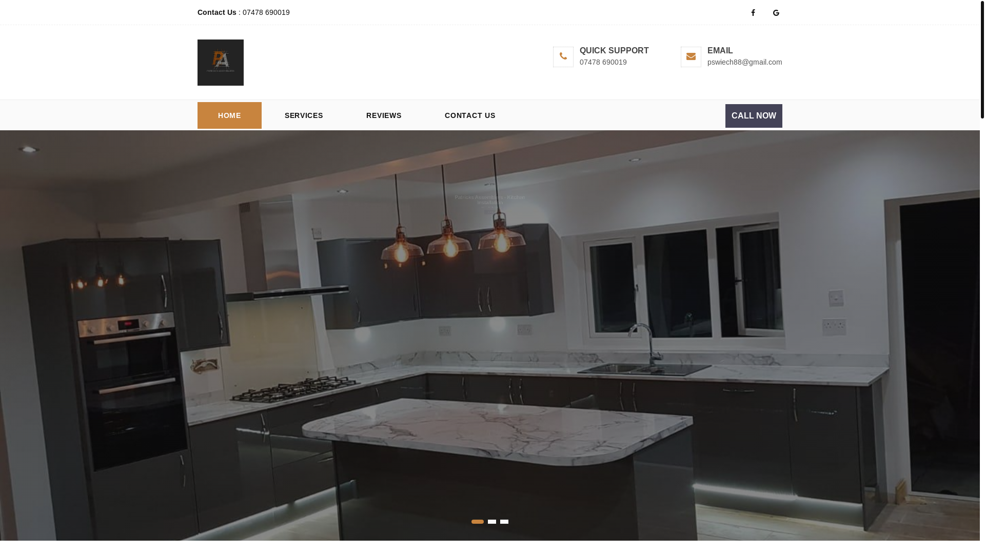 website screenshot of https://patricksassemblers.co.uk/