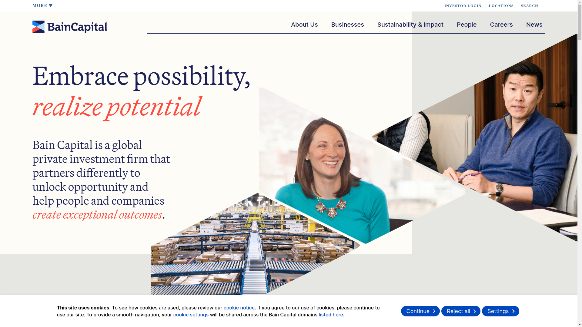 website screenshot of https://www.baincapital.com/