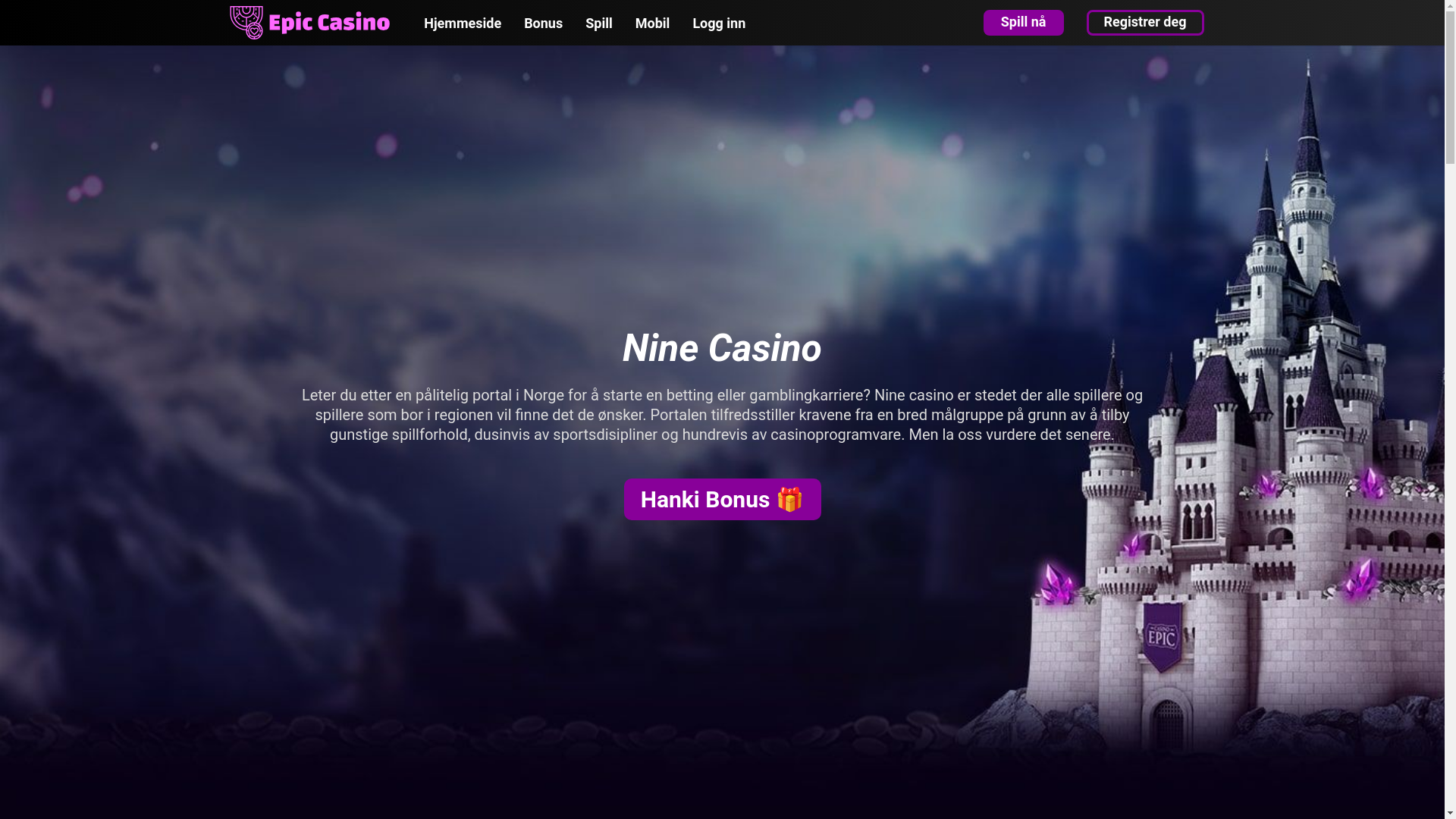 website screenshot of https://ninekasino.com/