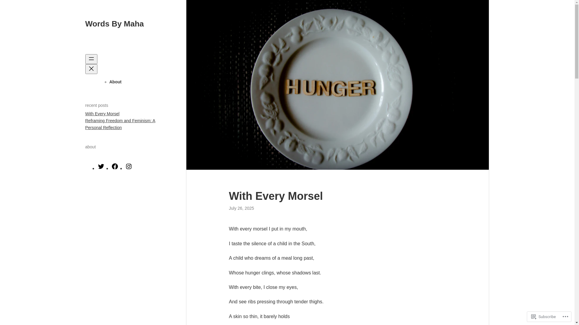 website screenshot of https://wordsbymaha.blog/