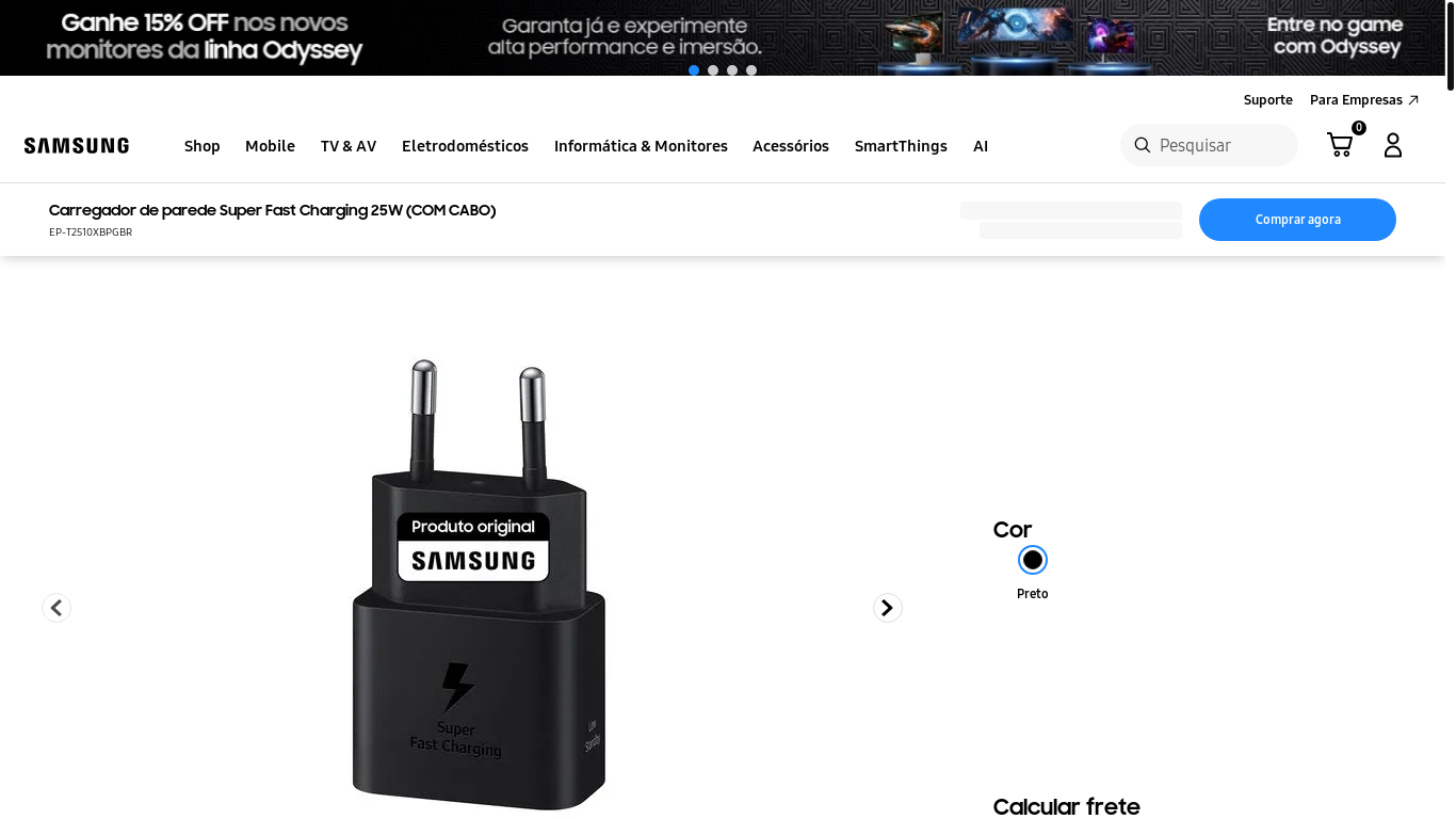 website screenshot of https://shop.samsung.com/br/carregador-de-parede-super-fast-charging-25w-comcabo/p?skuId=5500