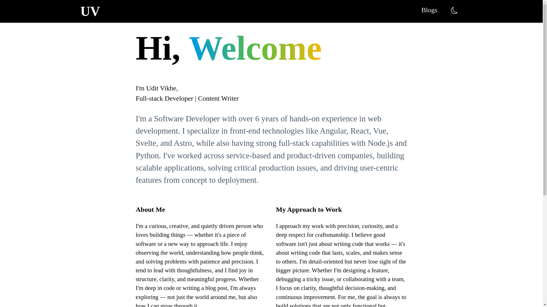 website screenshot of https://uditvikhe.com/