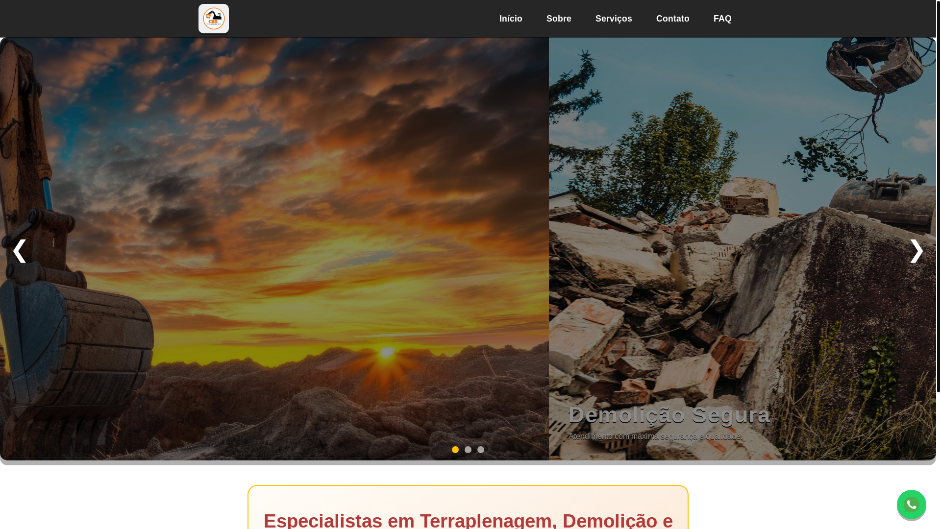website screenshot of https://cbsterraplenagem.com.br/