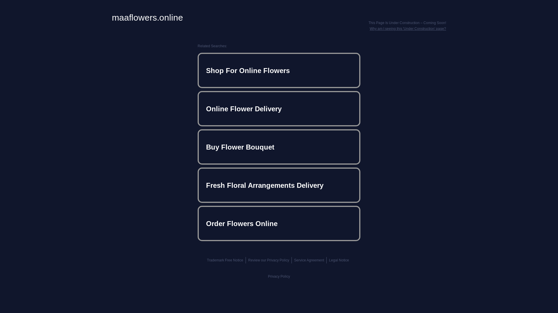 website screenshot of https://maaflowers.online/