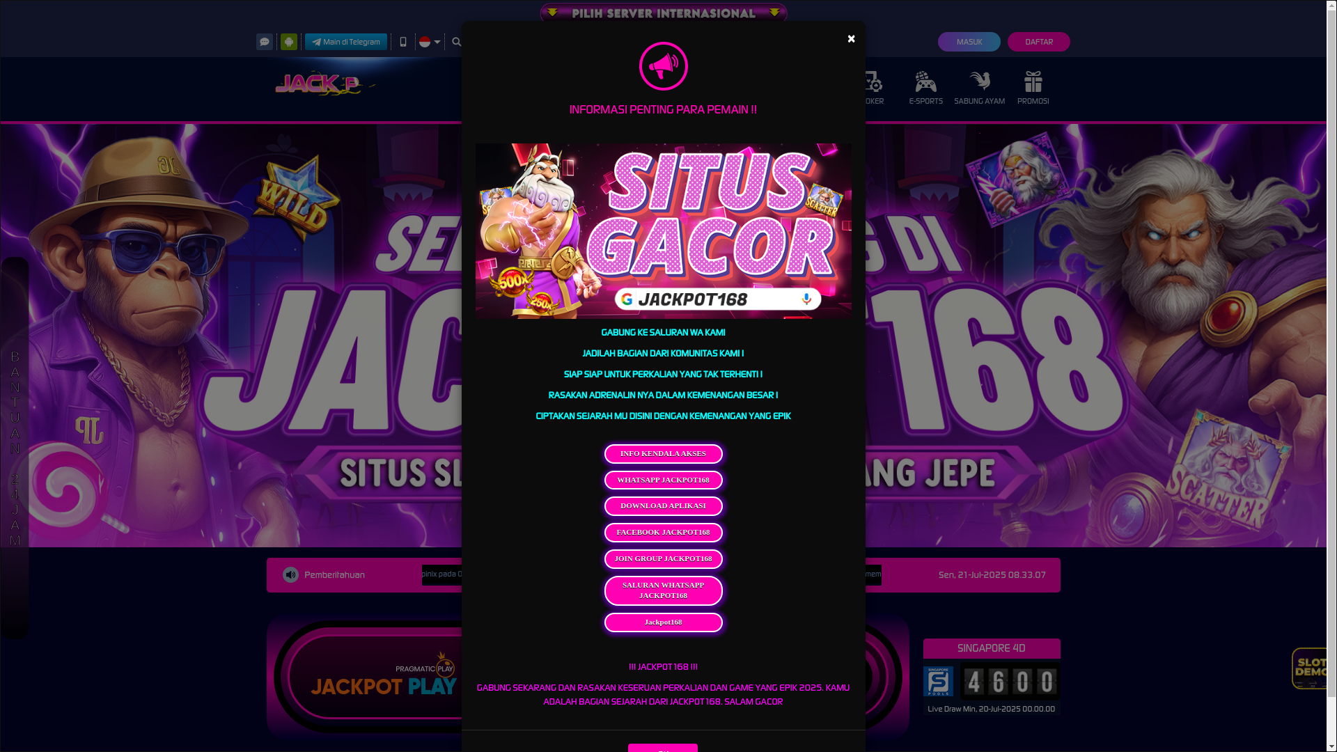 website screenshot of https://jenderaljackpot168.org/