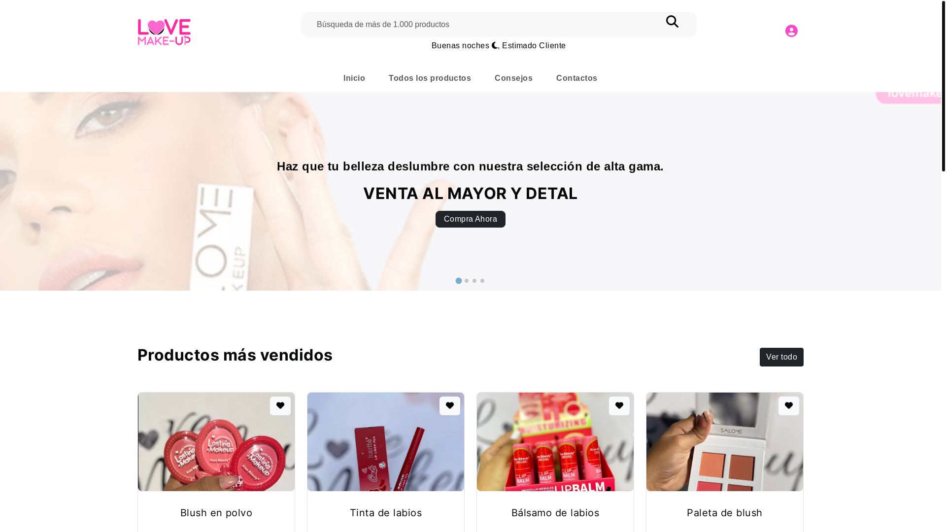 website screenshot of https://lovemakeuptienda.com/