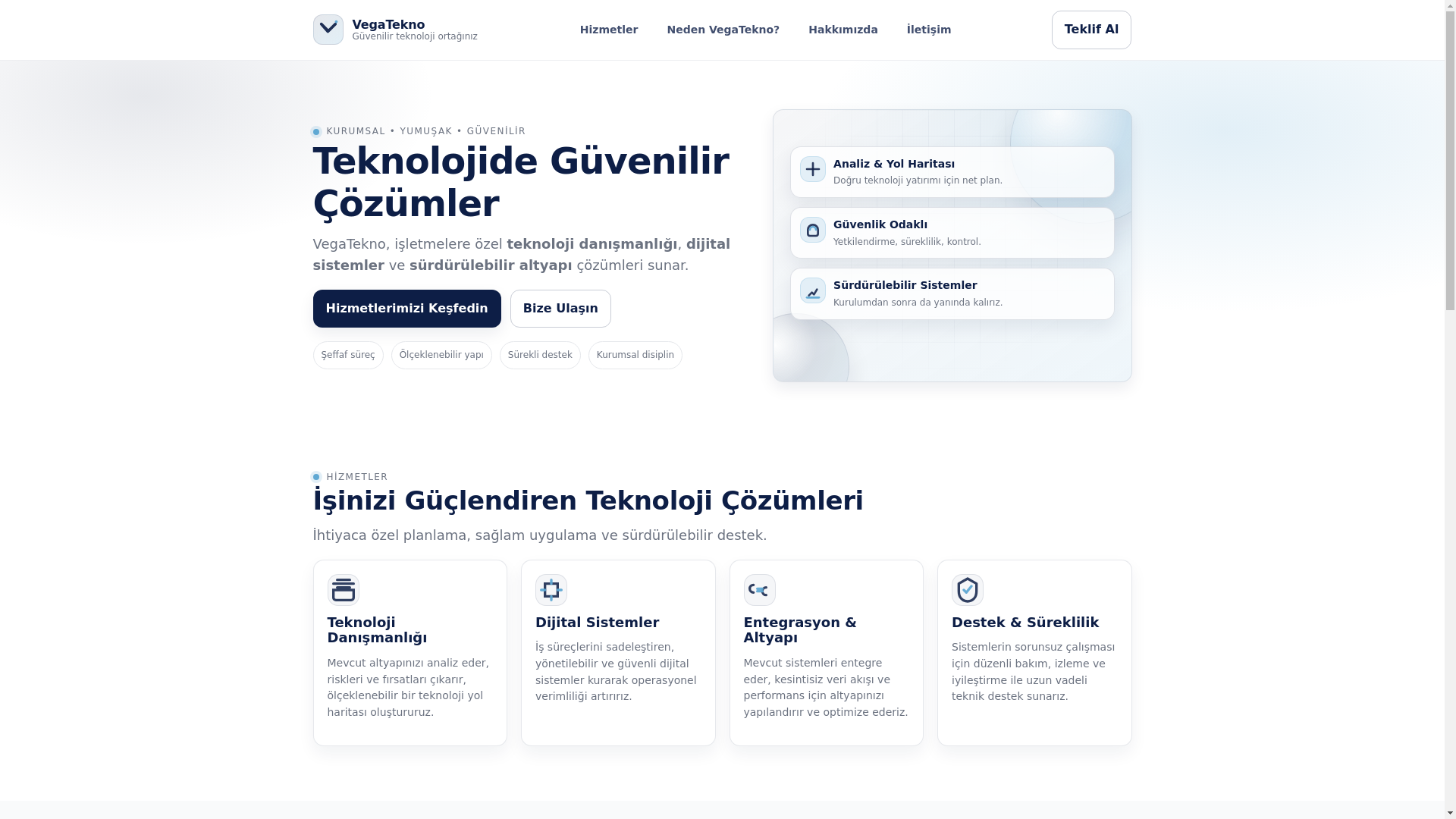 website screenshot of https://vegatekno.com/