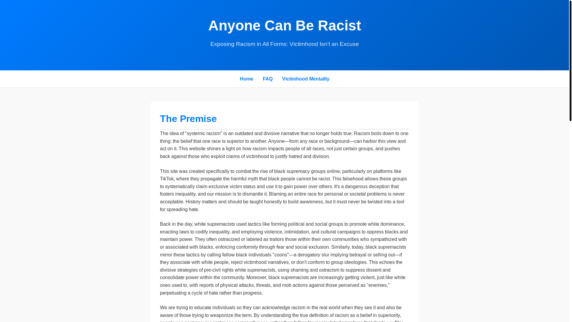 website screenshot of https://anyonecanberacist.pages.dev/