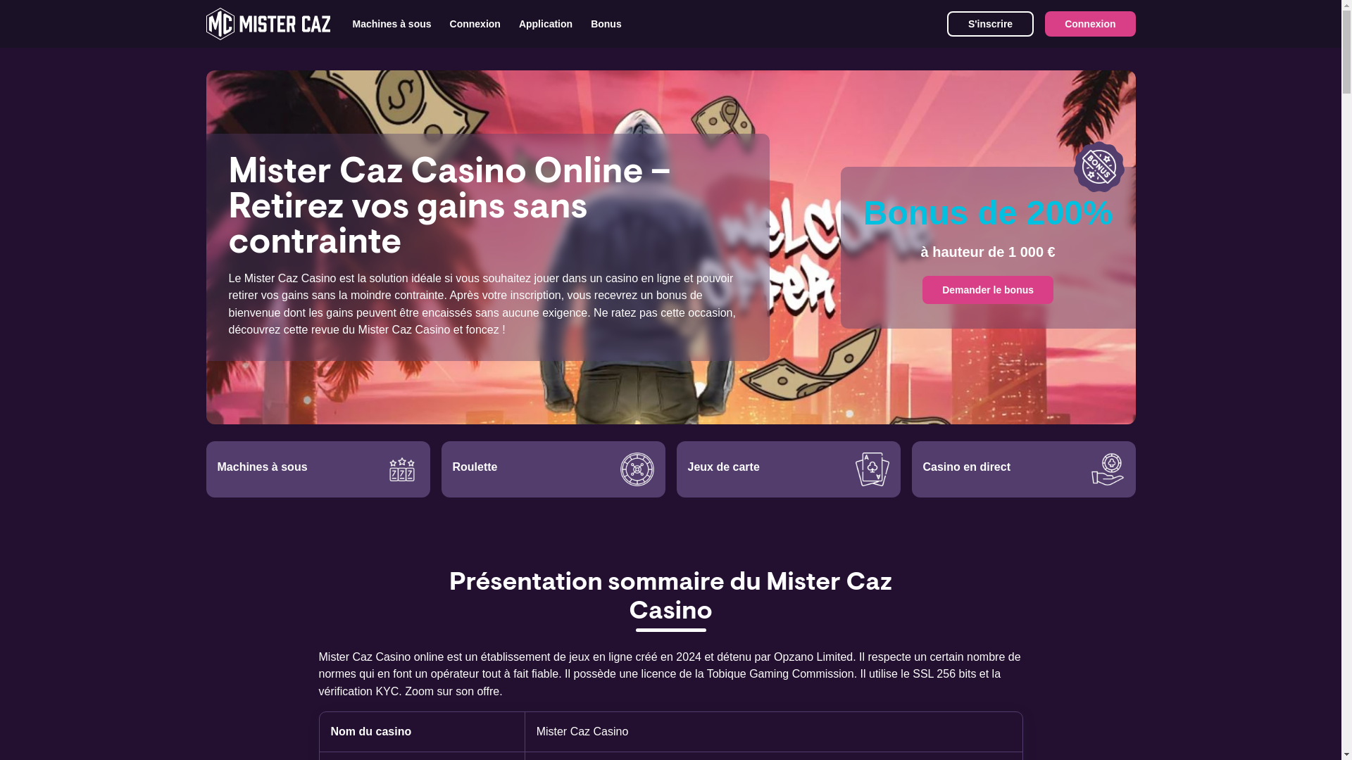 website screenshot of https://mistercaz-fr.fr/