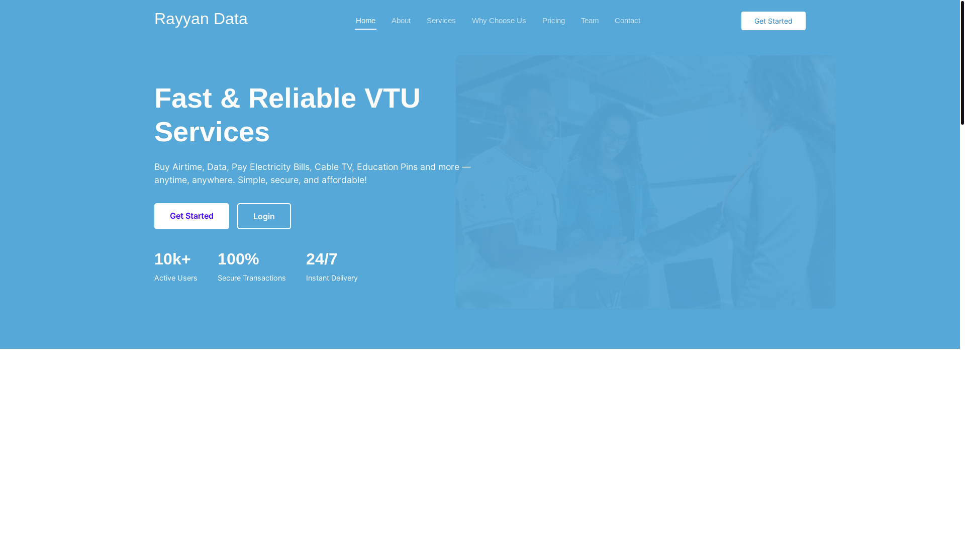 website screenshot of https://rayyandata.com.ng/