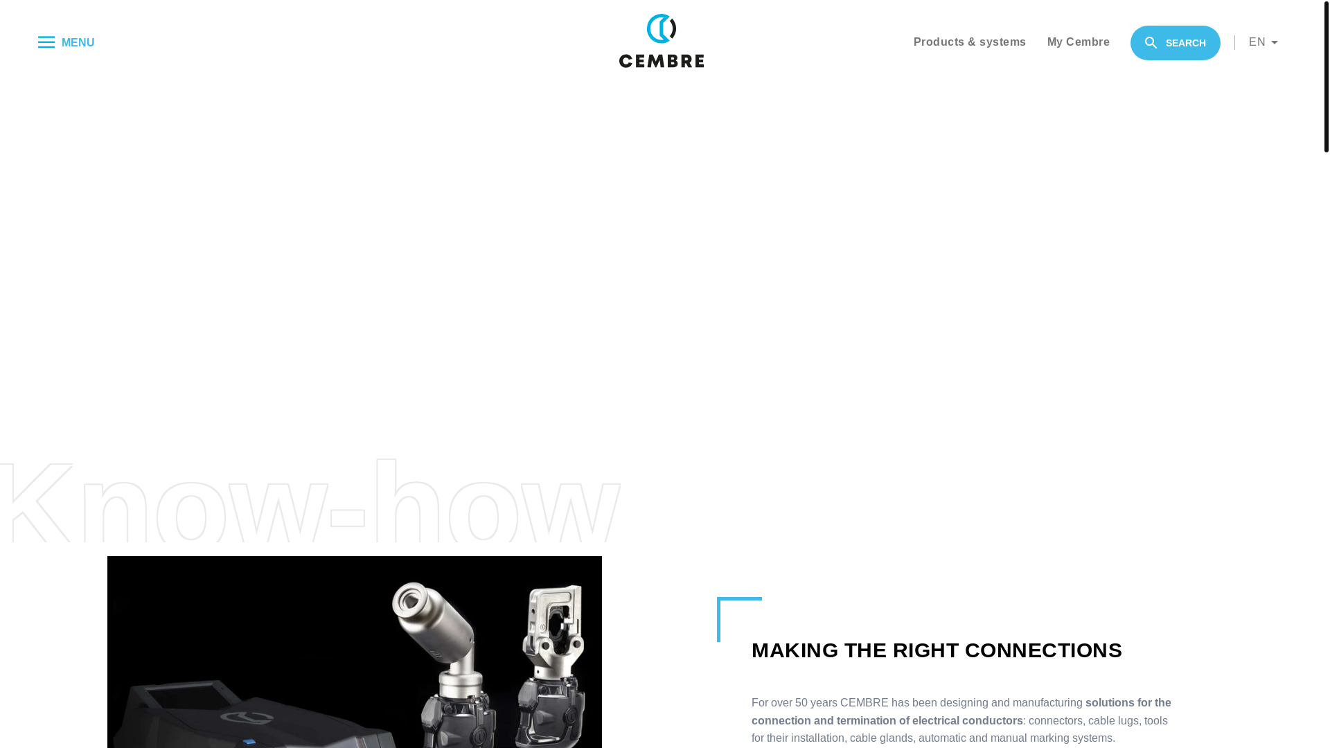 website screenshot of https://cembre.com