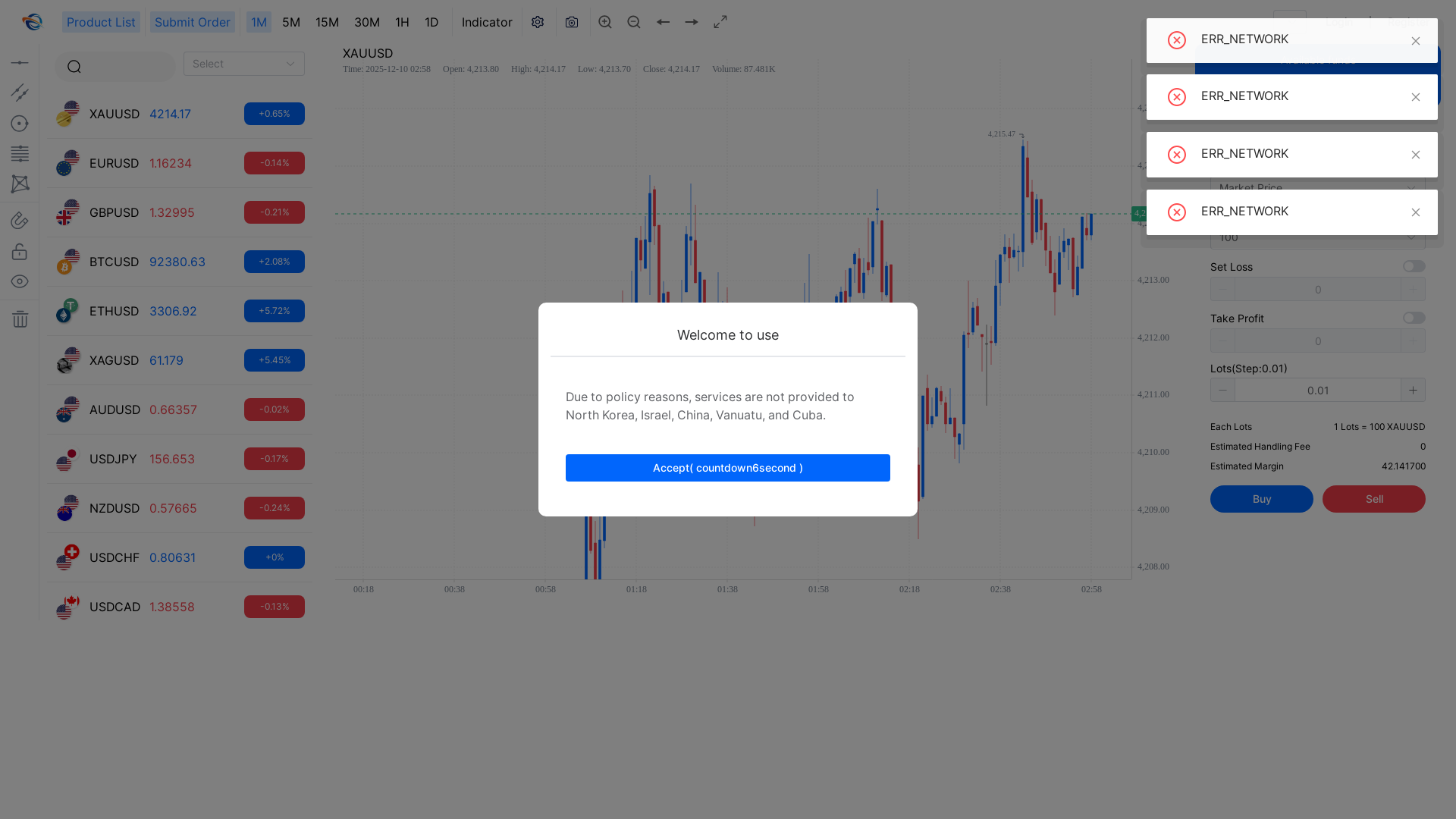 website screenshot of https://m.quadcodefxvip.com