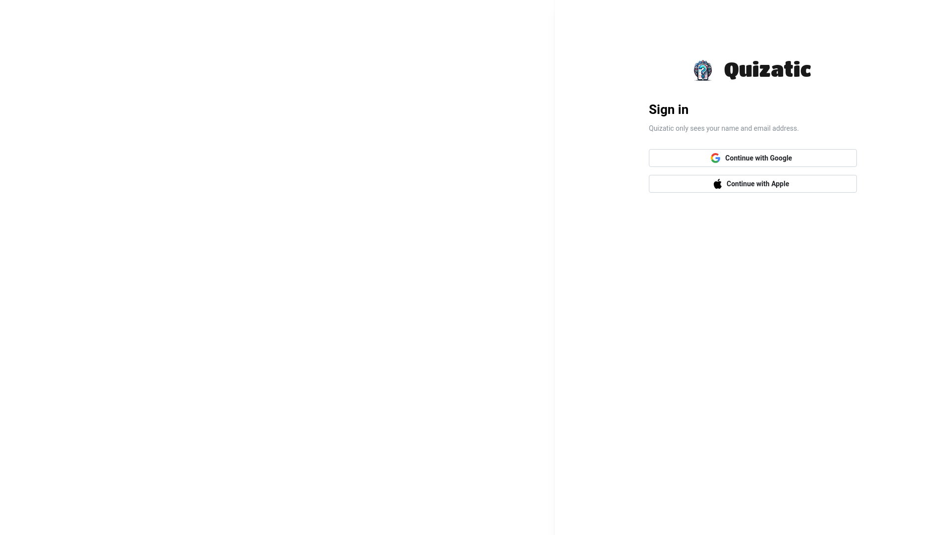 website screenshot of https://quizatic-web-app-v2.pages.dev/