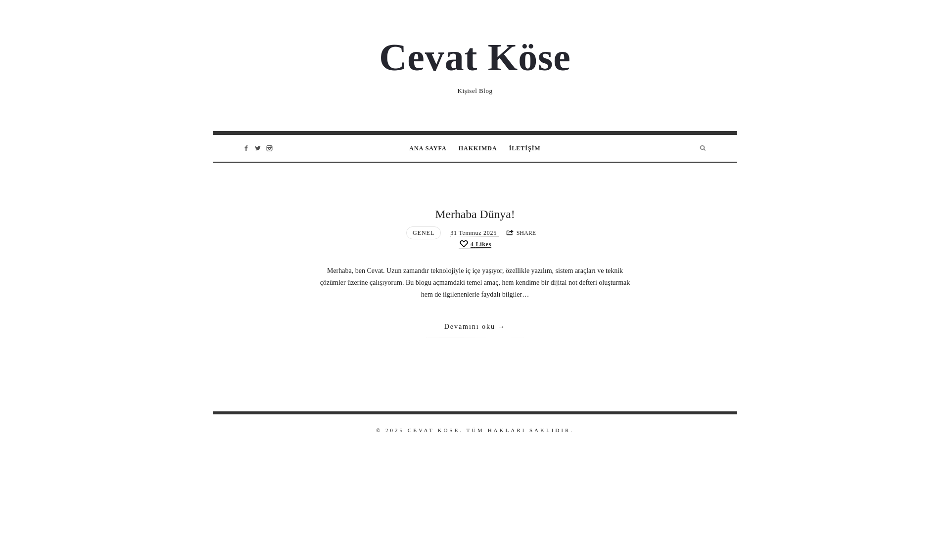 website screenshot of https://cevatkose.com