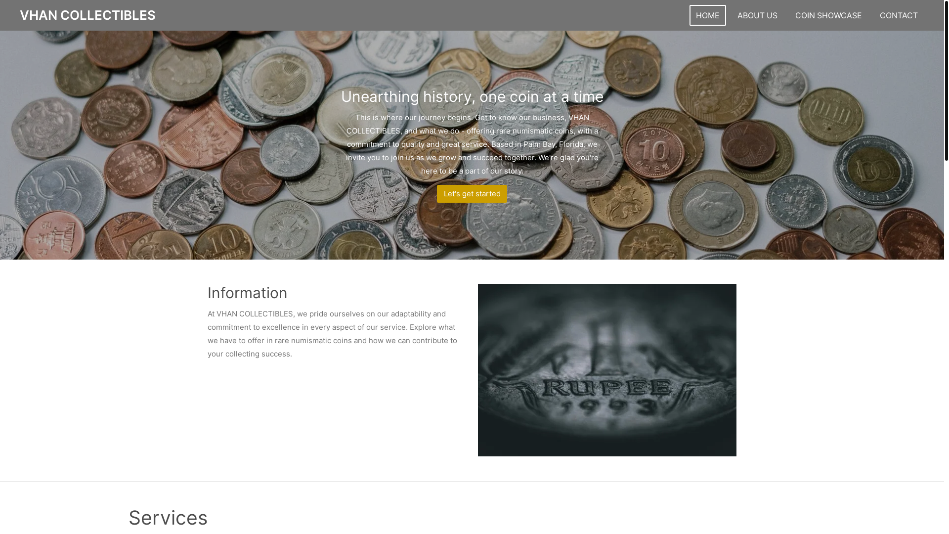 website screenshot of https://vhancollectibles.com/
