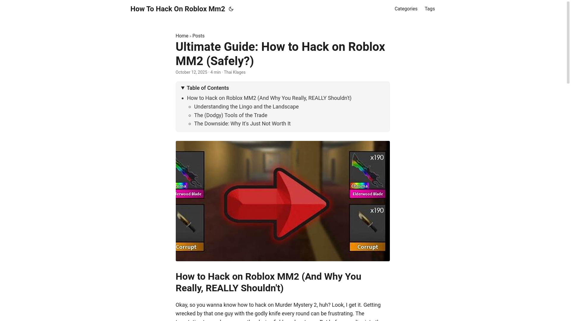 website screenshot of https://how-to-hack-on-roblox-mm2.pages.dev/