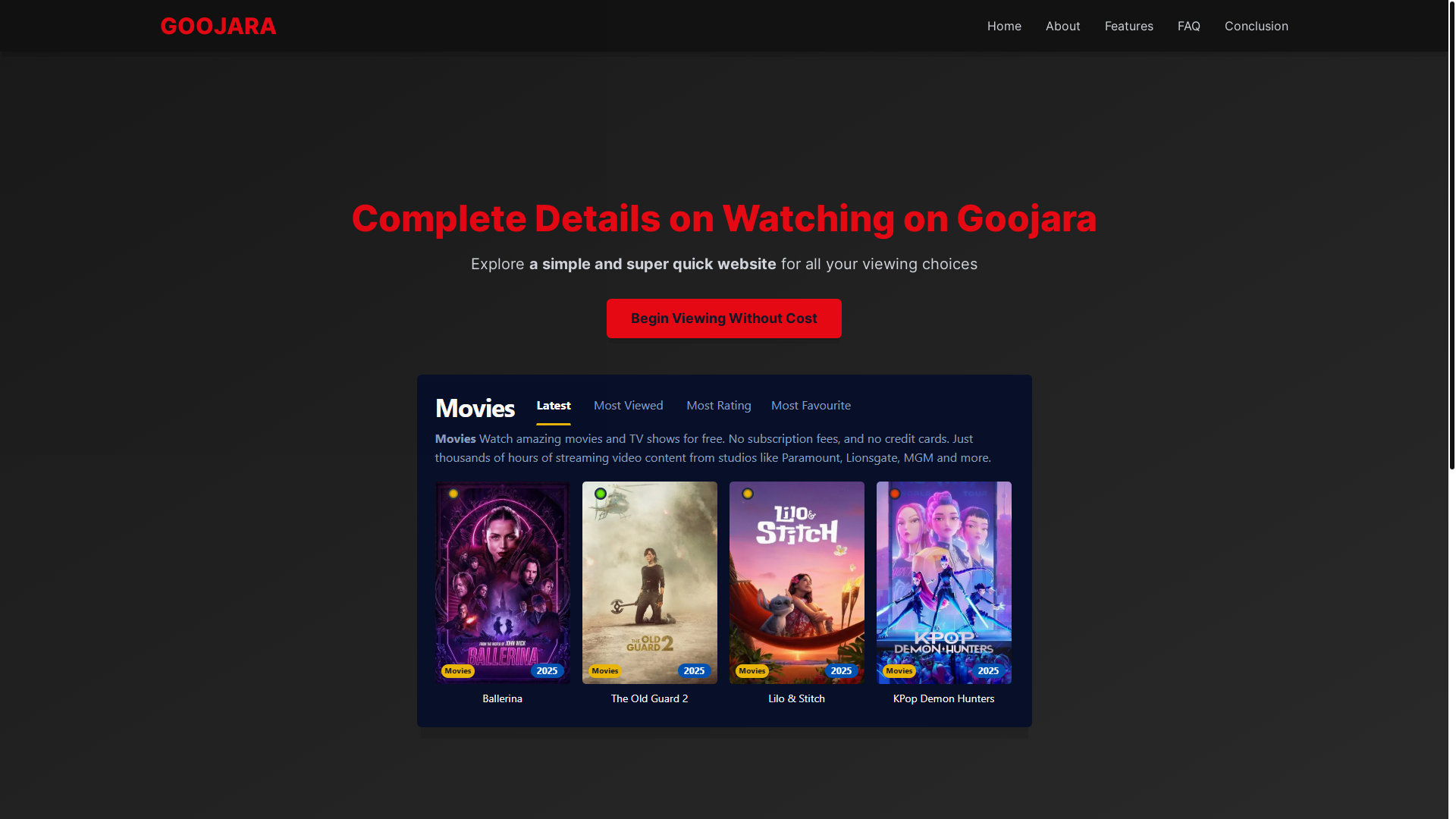 website screenshot of https://goojara-cagh.pages.dev/
