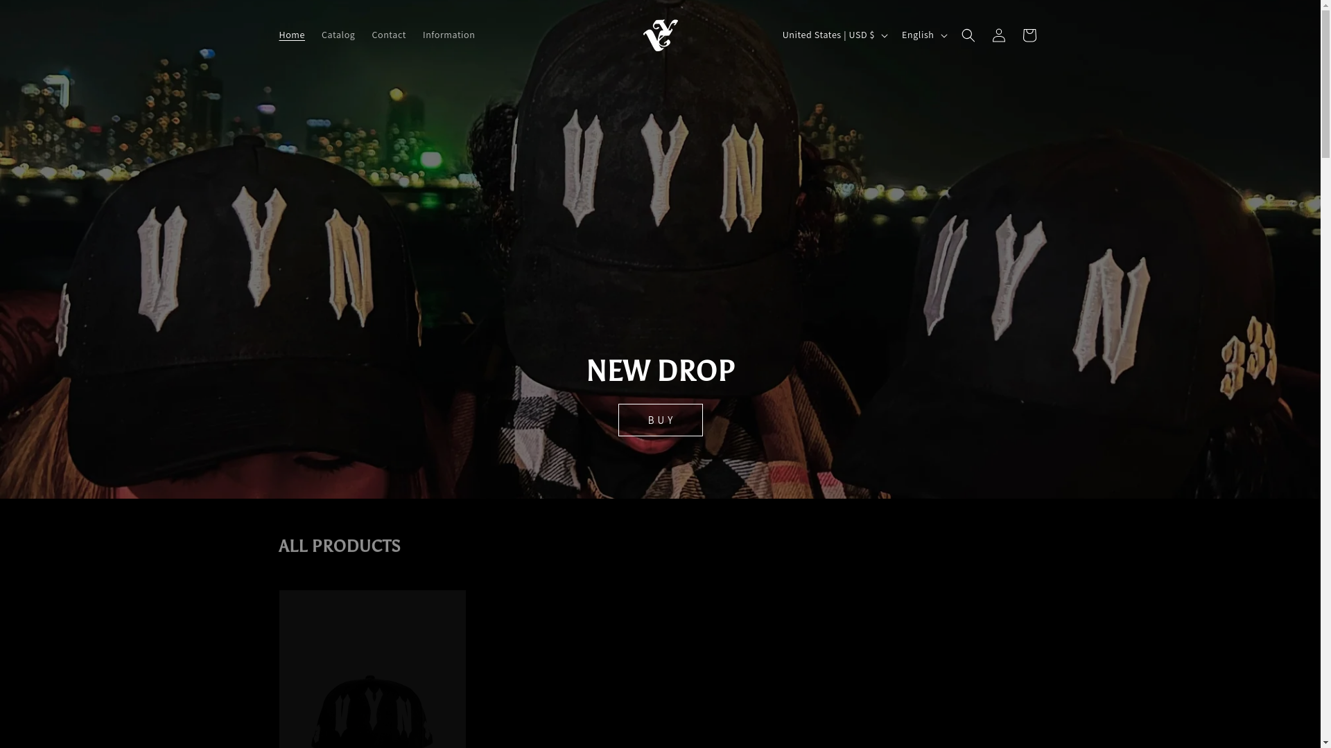 website screenshot of https://vynclothes.com/