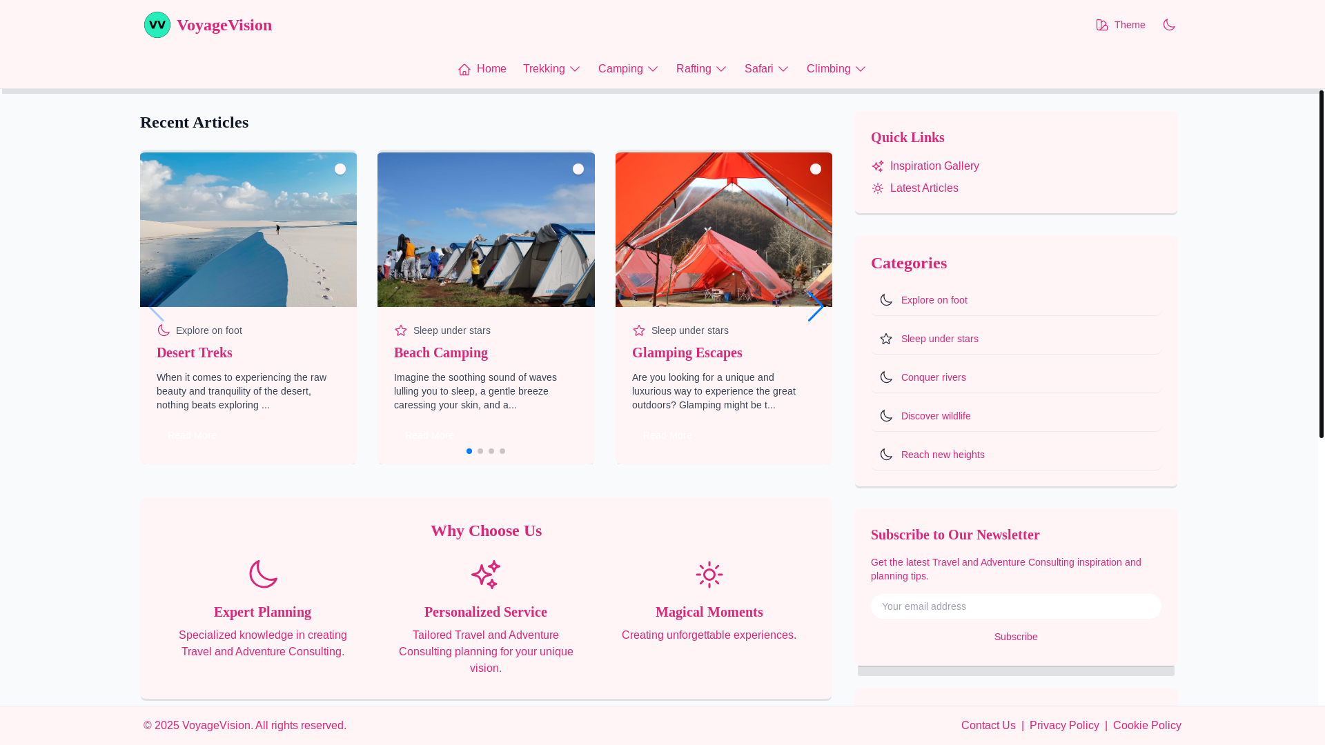 website screenshot of https://visionaryvoyageventure.live/