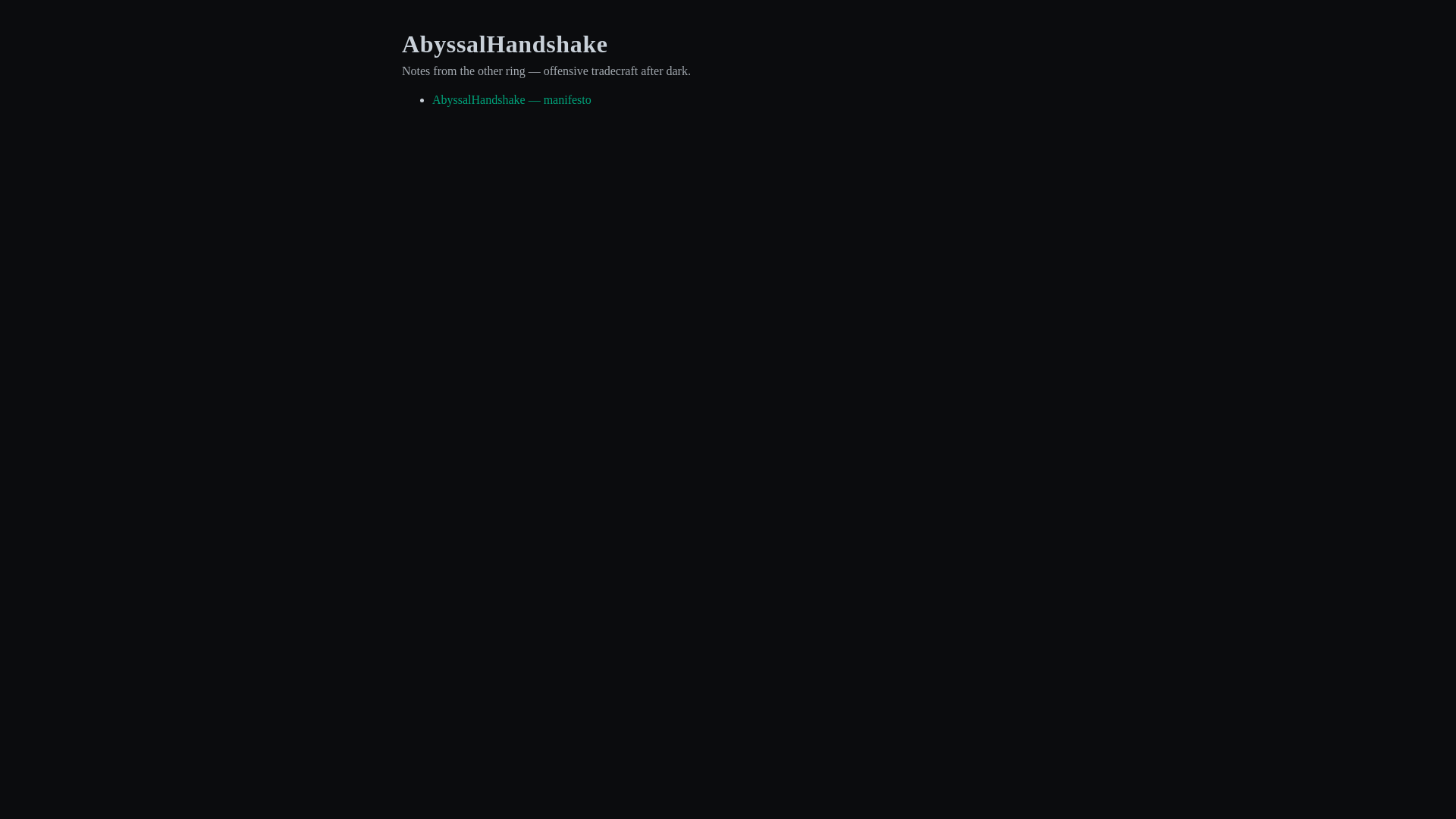website screenshot of https://abyssalhandshake.com/