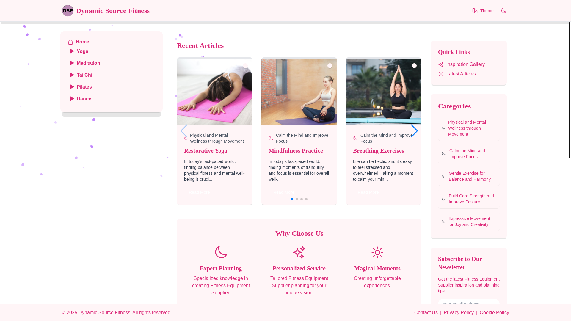 website screenshot of https://dynamicfitnesssource.run/