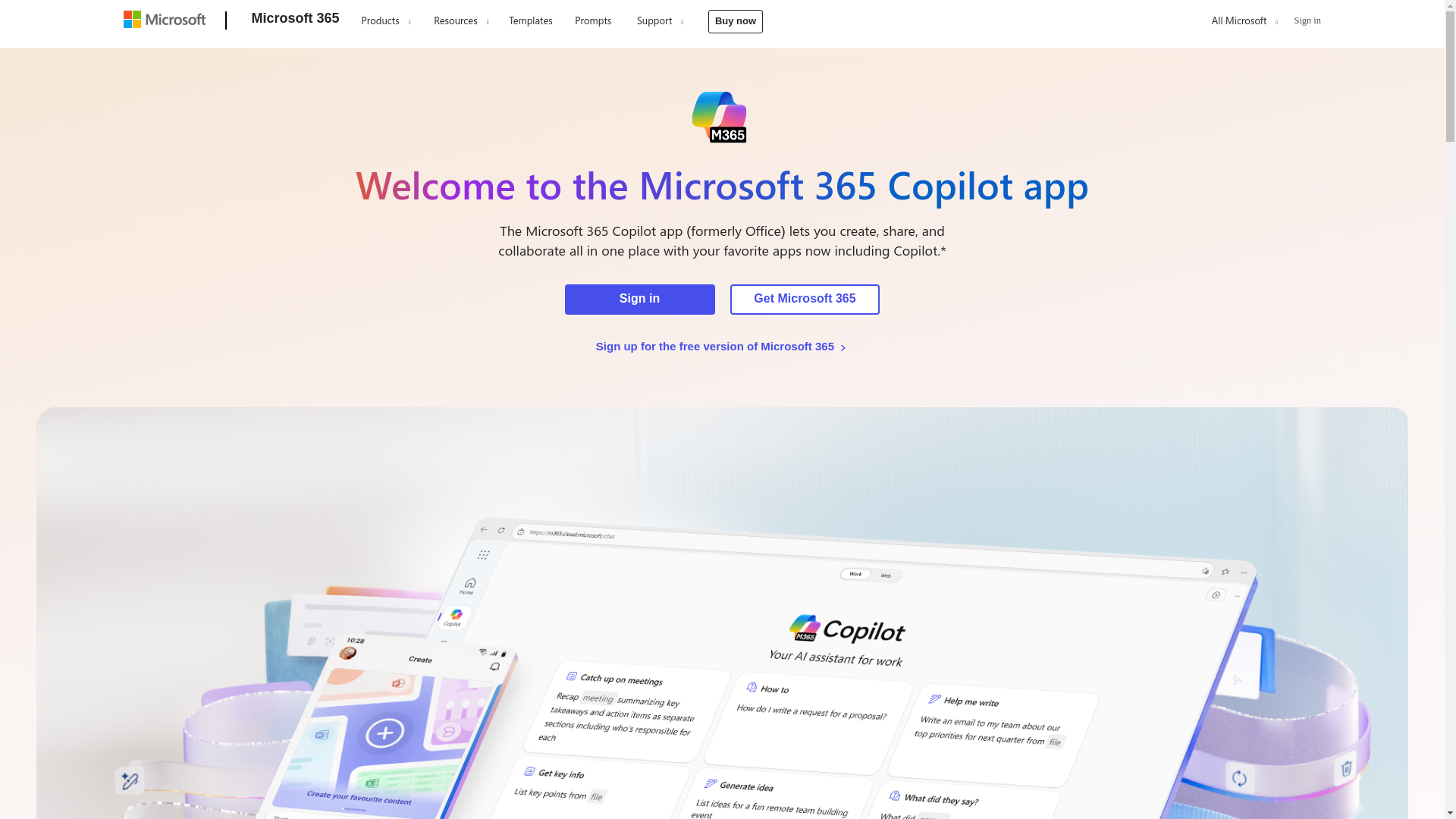 website screenshot of https://cloud.microsoft