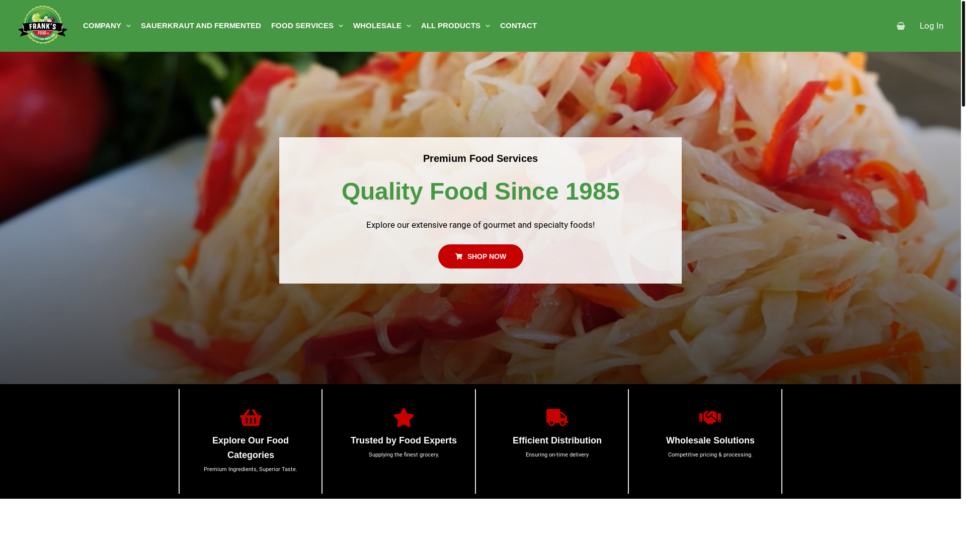 website screenshot of https://franksfoodco.online/