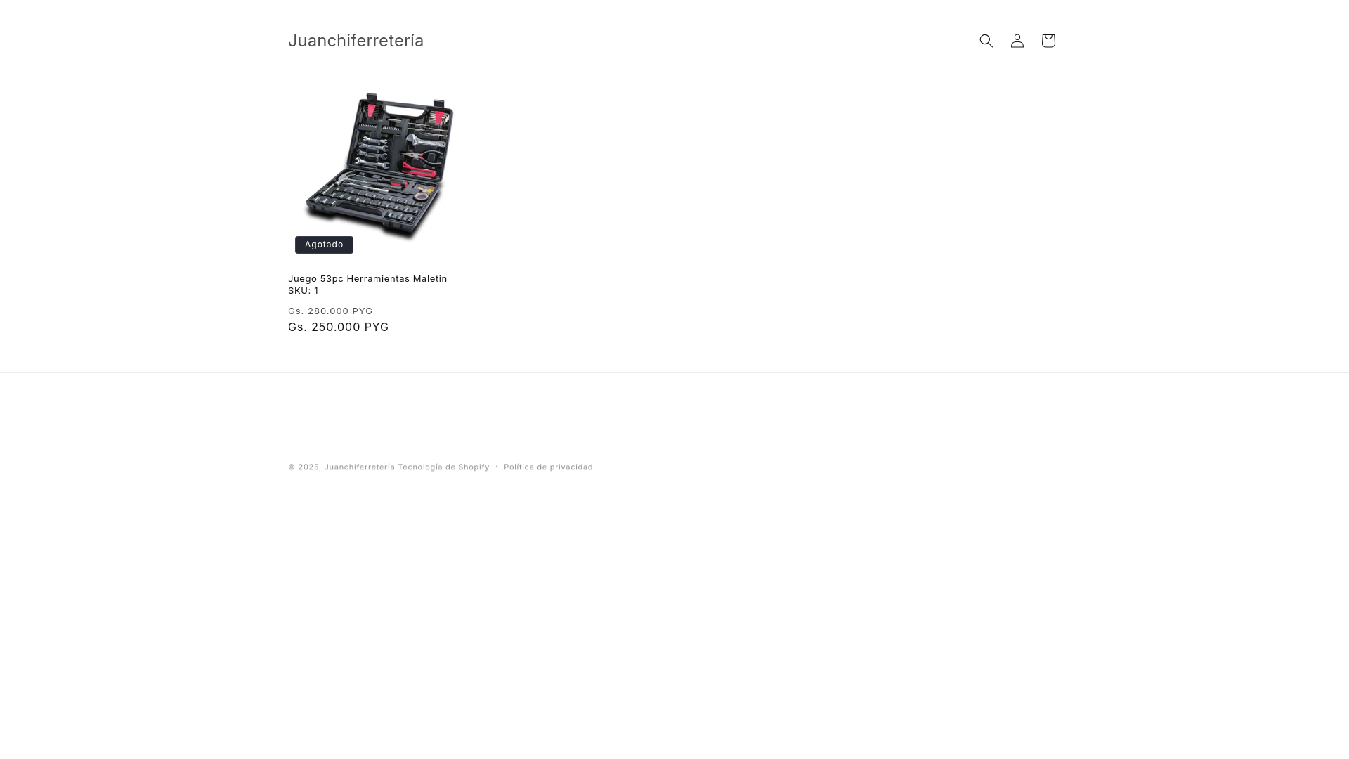 website screenshot of https://juanchiferreteria.com/
