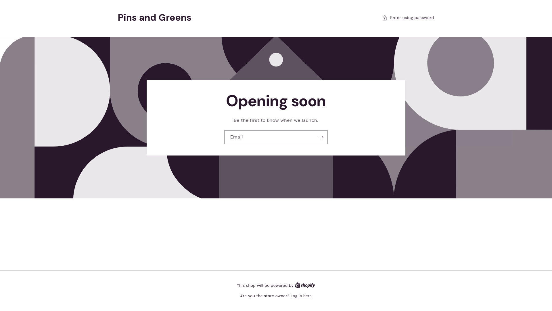 website screenshot of https://pinsandgreens.com/