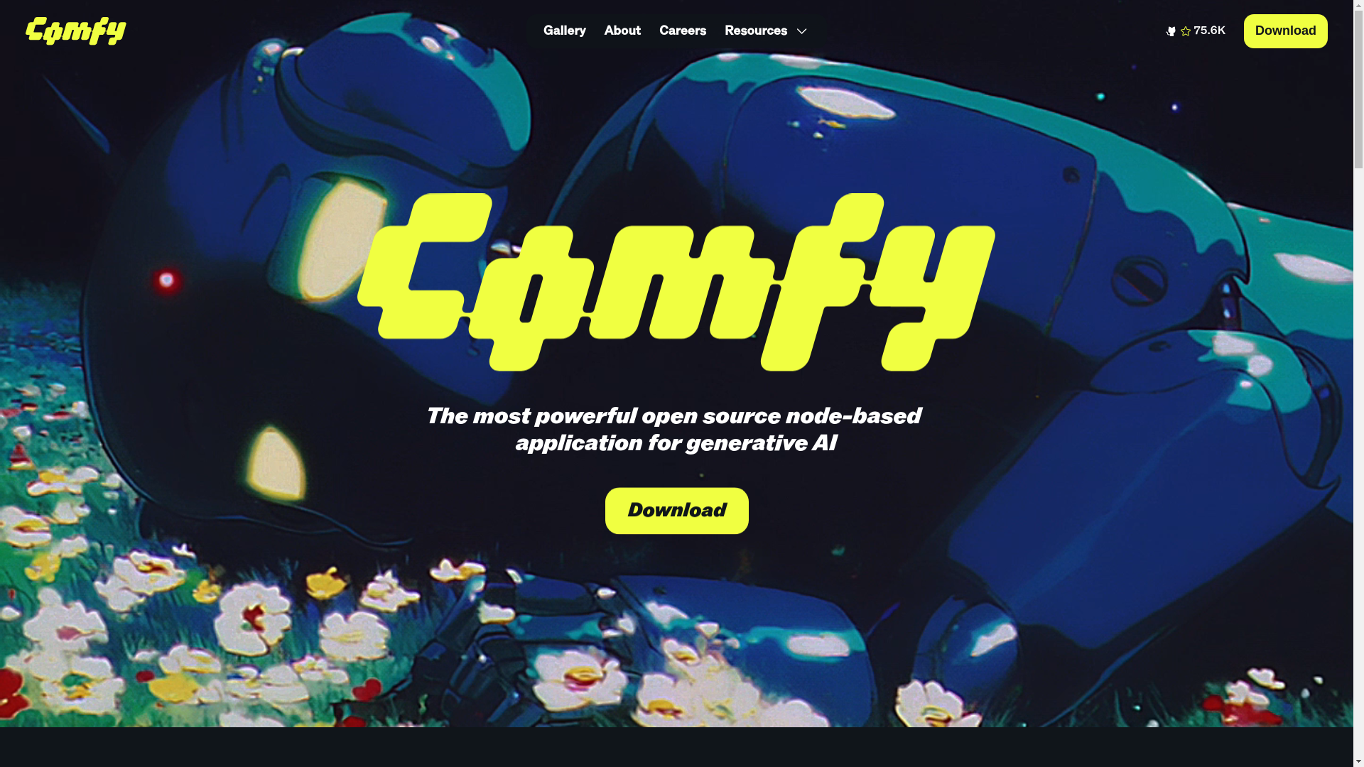 website screenshot of https://www.comfy.org/