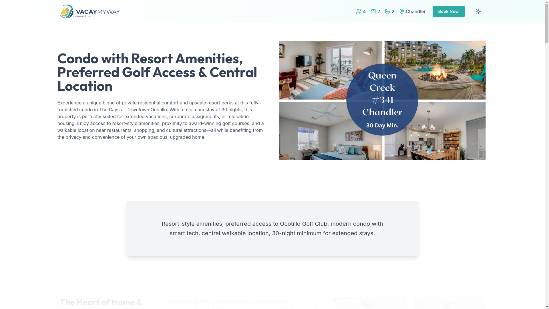 website screenshot of https://serenecandler.vacations/