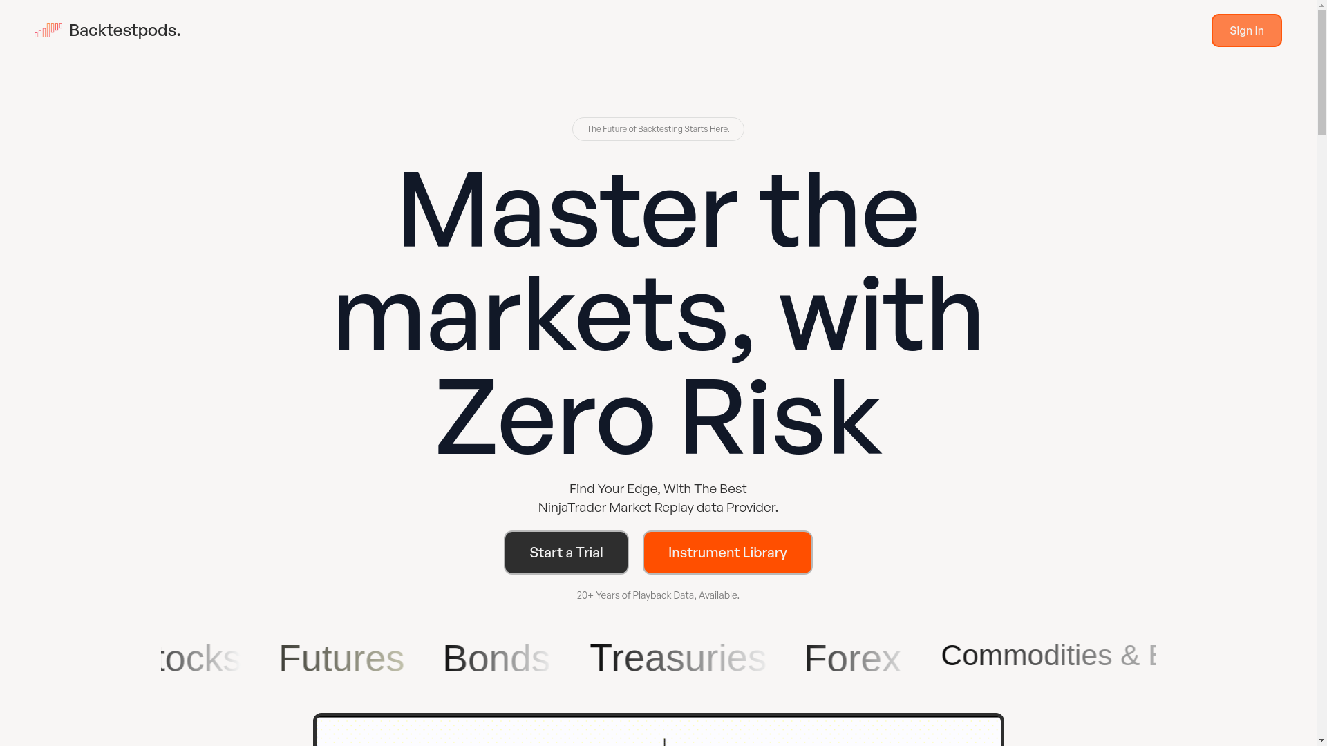 website screenshot of https://www.backtestpods.com/