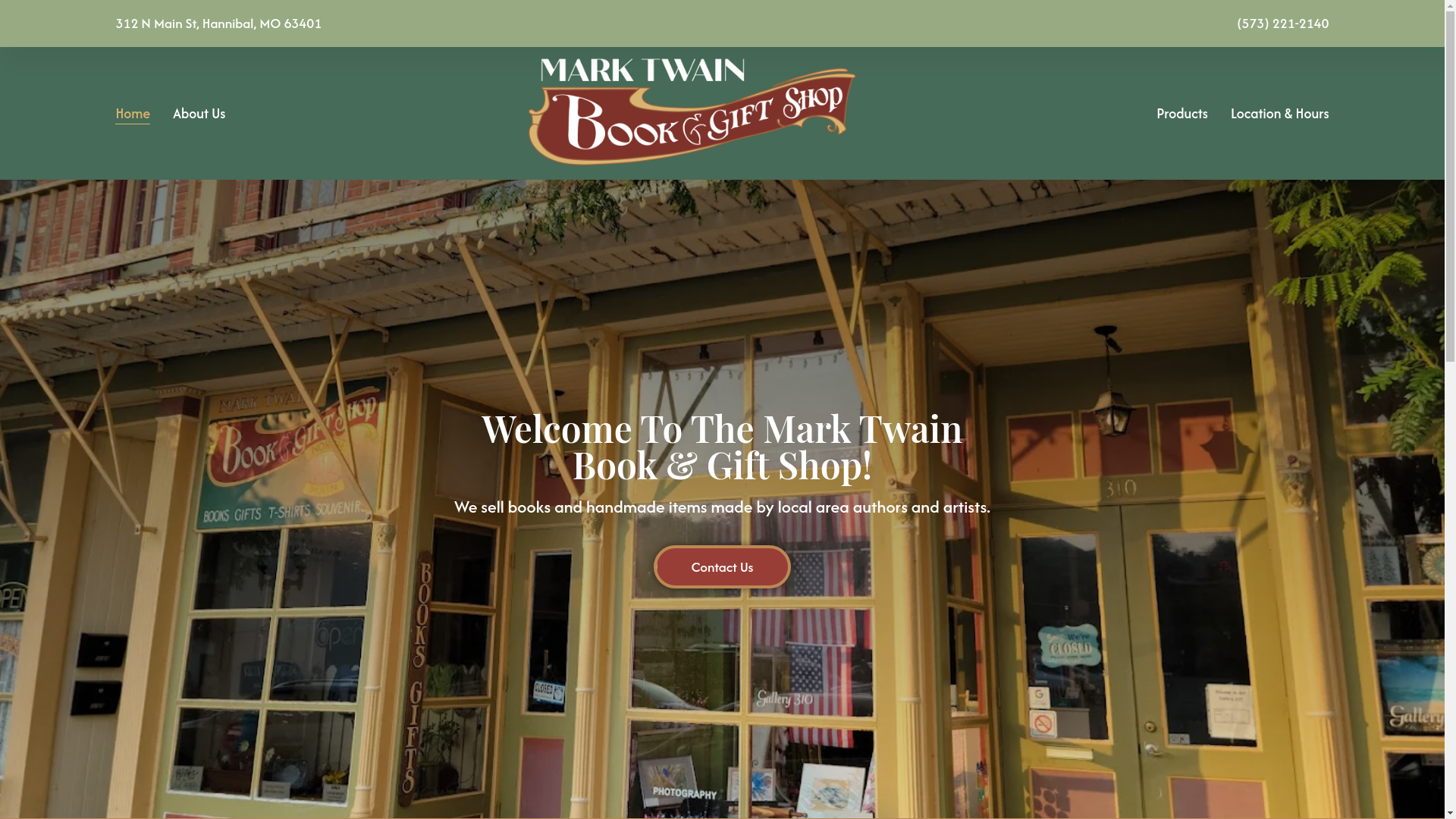 website screenshot of https://marktwainbookandgiftshop.com/