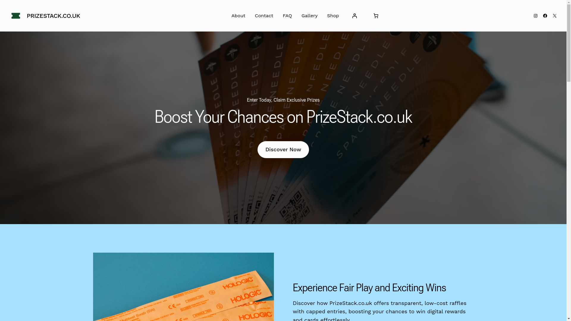 website screenshot of https://prizestack.co.uk/