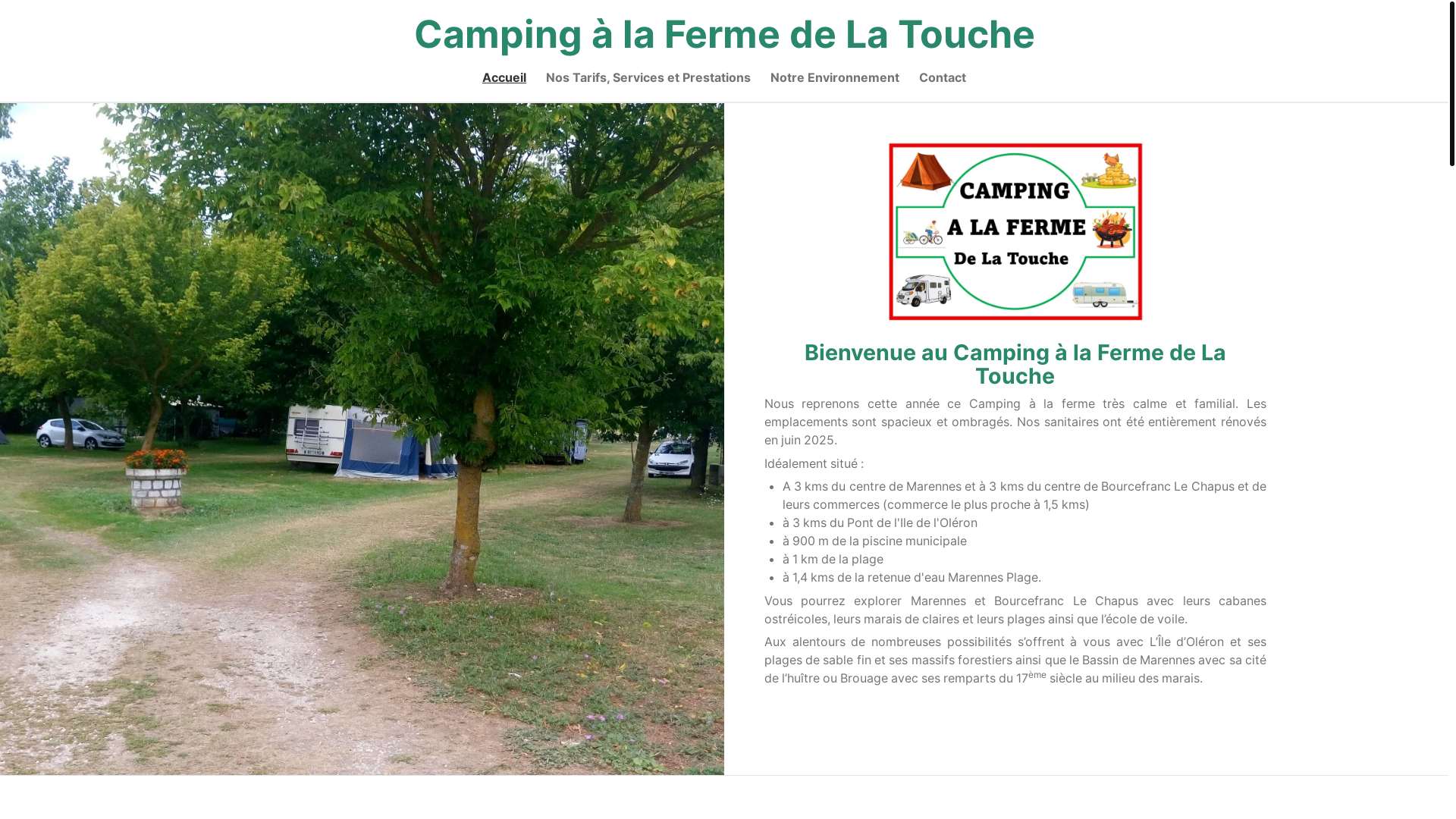website screenshot of https://campingalafermedelatouche.fr/