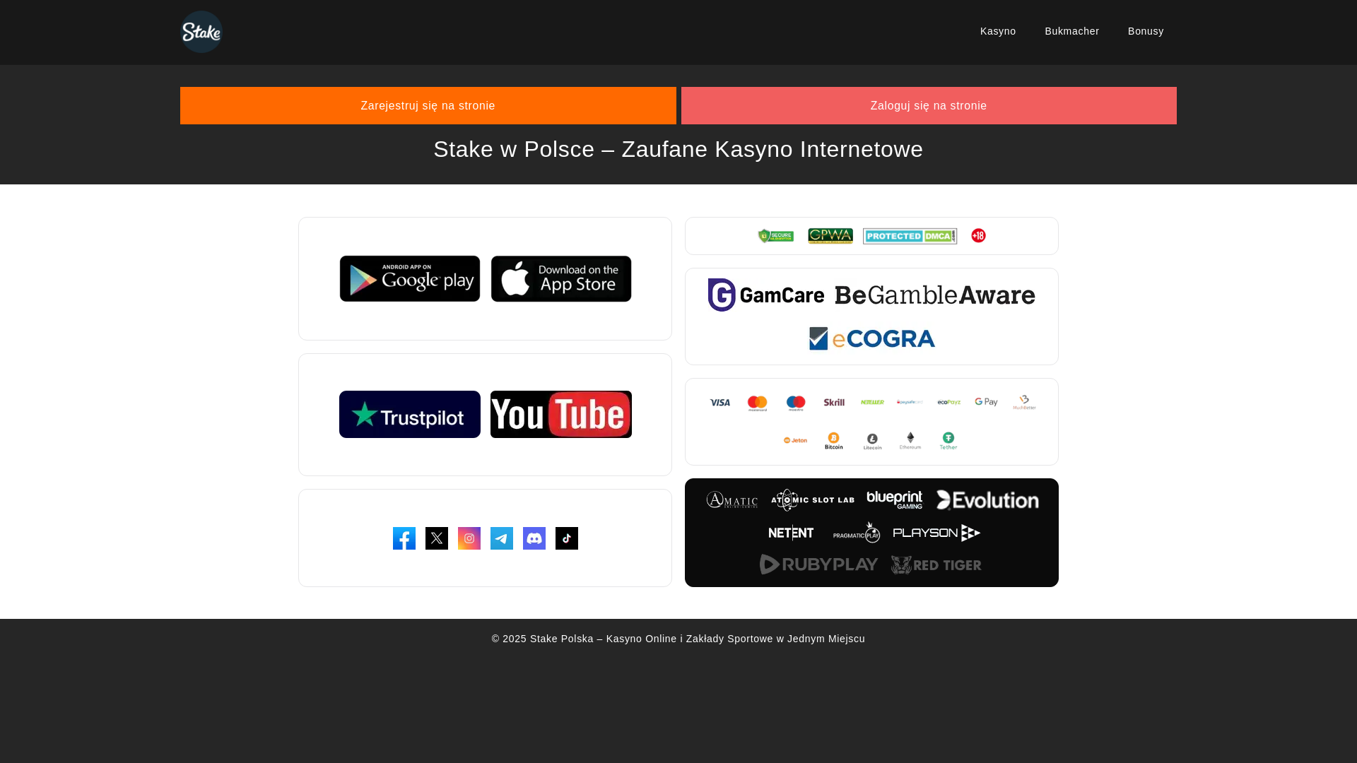 website screenshot of https://stakes.com.pl/