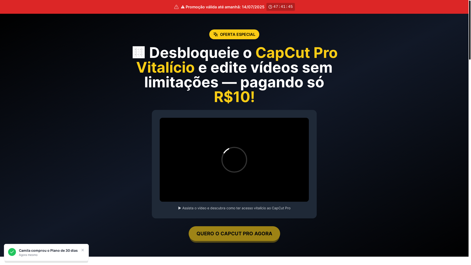 website screenshot of https://capcutprovitalicio.site/