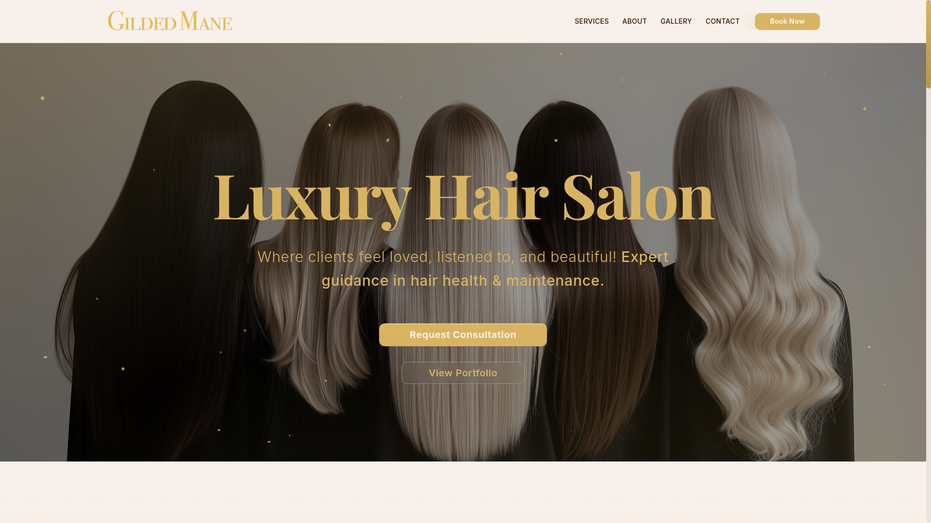 website screenshot of https://gildedmanesalon.com/