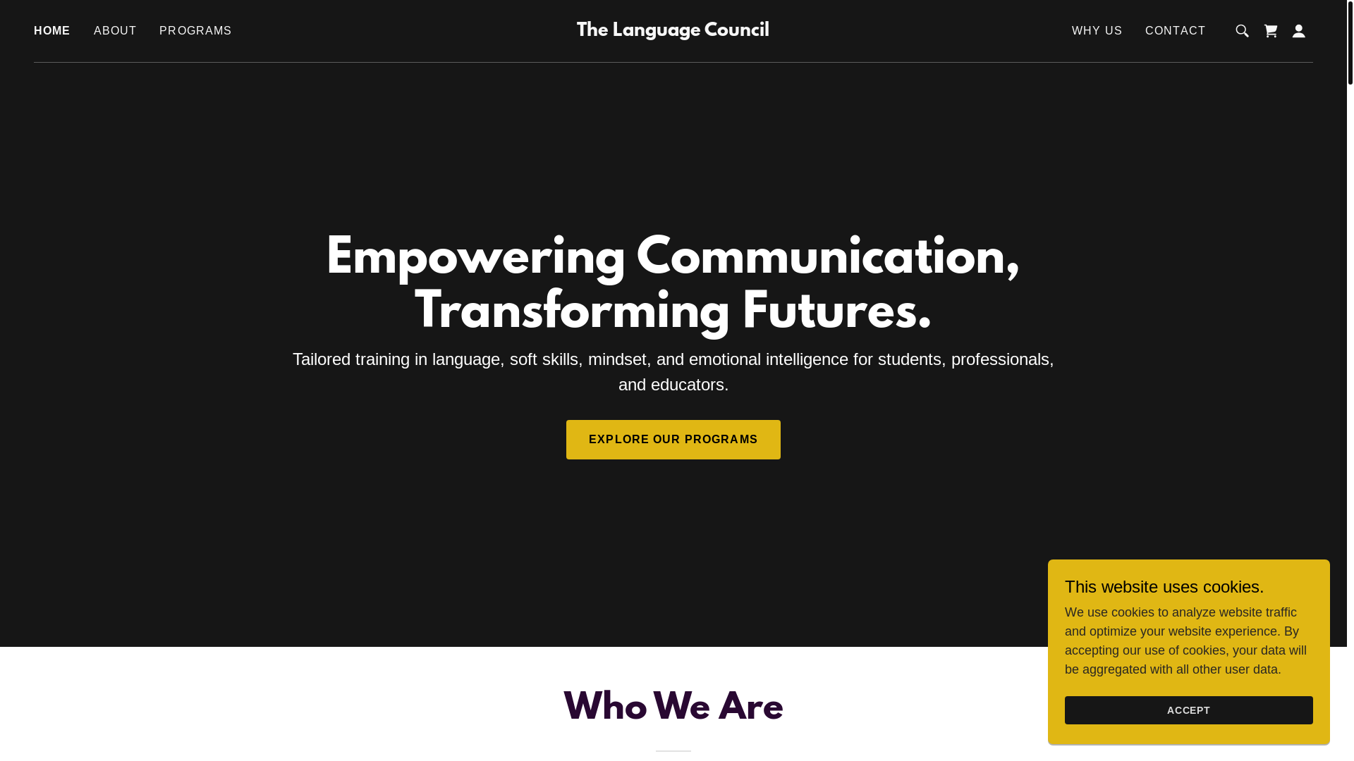 website screenshot of https://thelanguagecouncil.in/