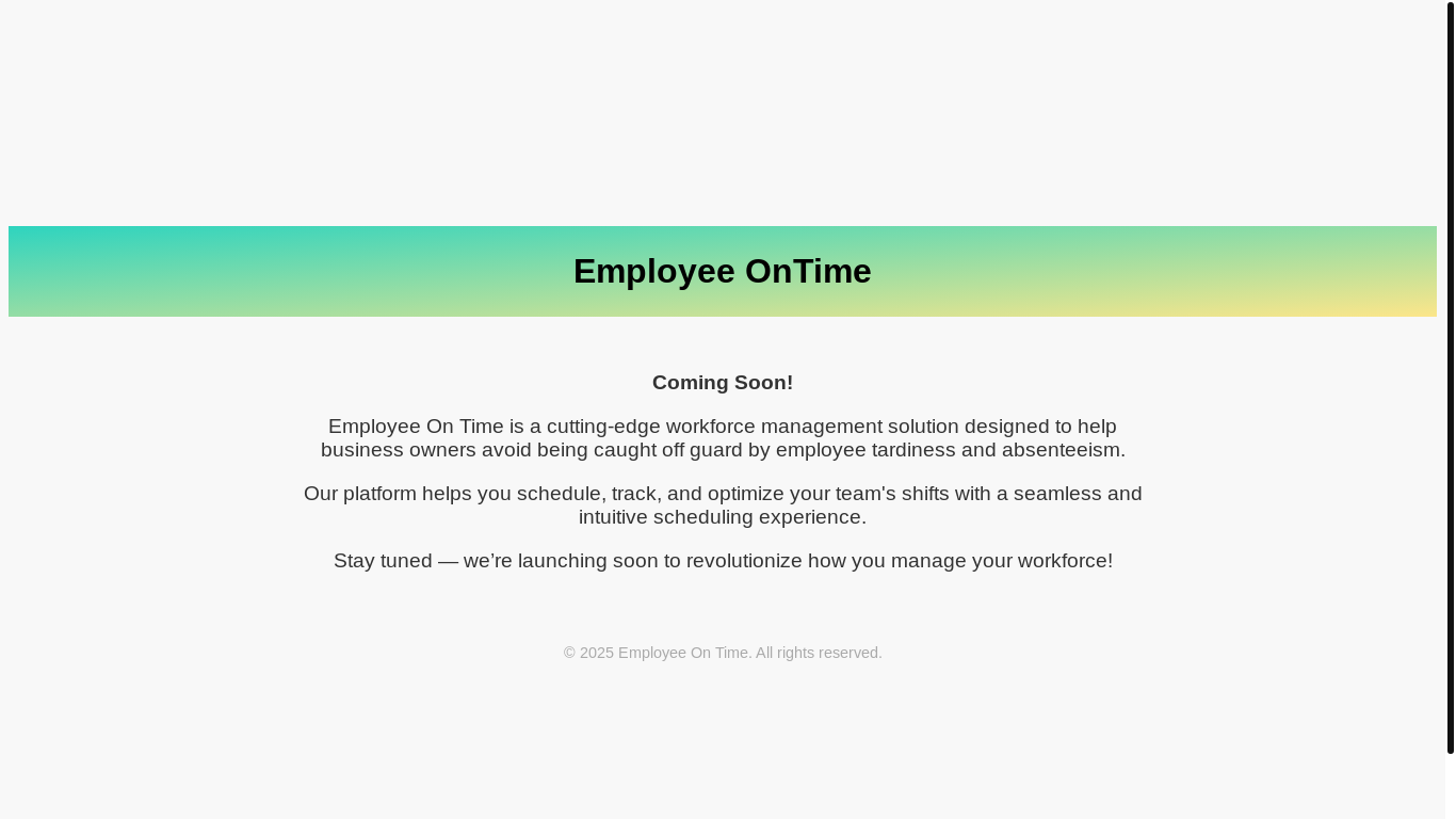 website screenshot of https://employeeontimecomingsoon.pages.dev/