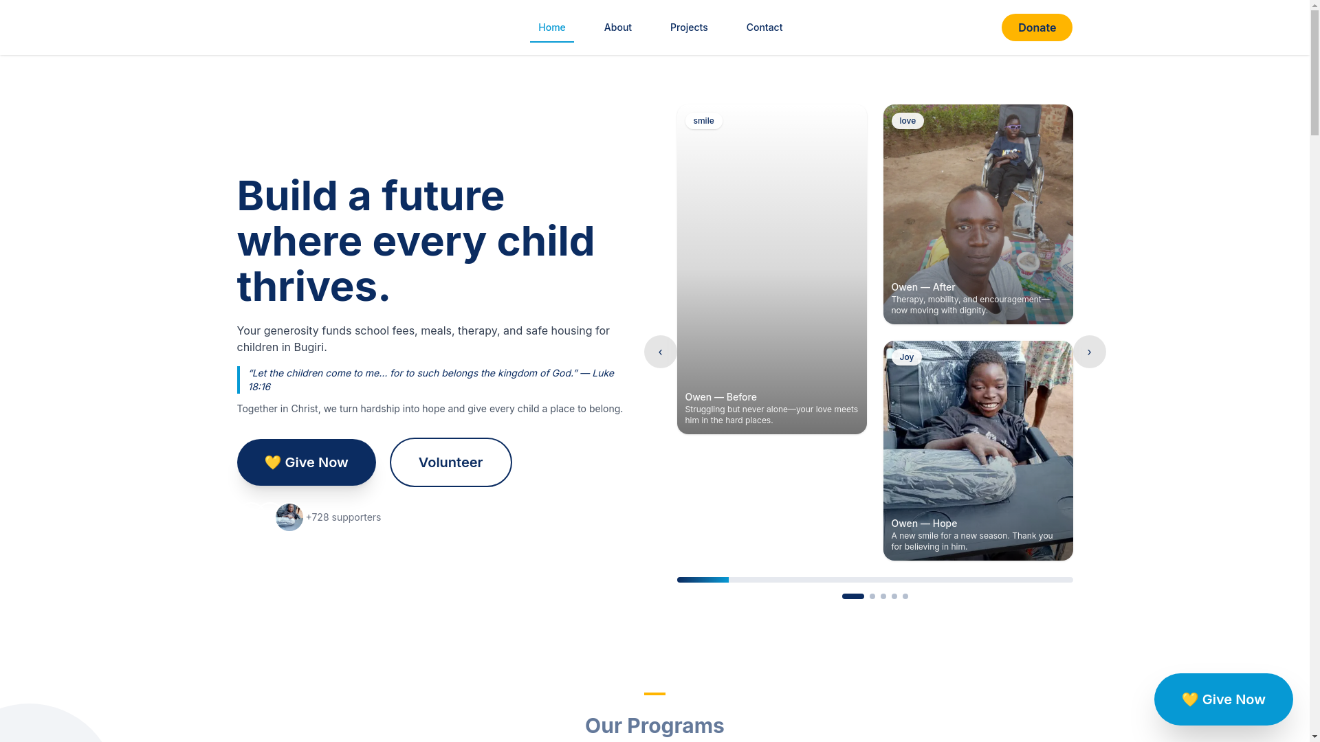 website screenshot of https://destinychildrenscare.org/