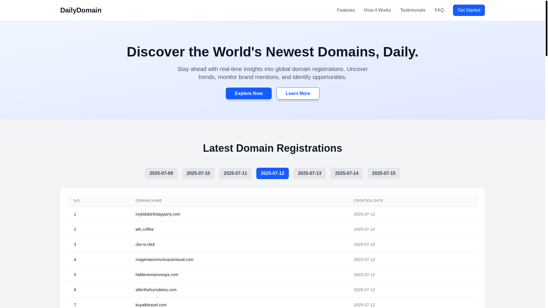 website screenshot of https://dailydomain.pages.dev/