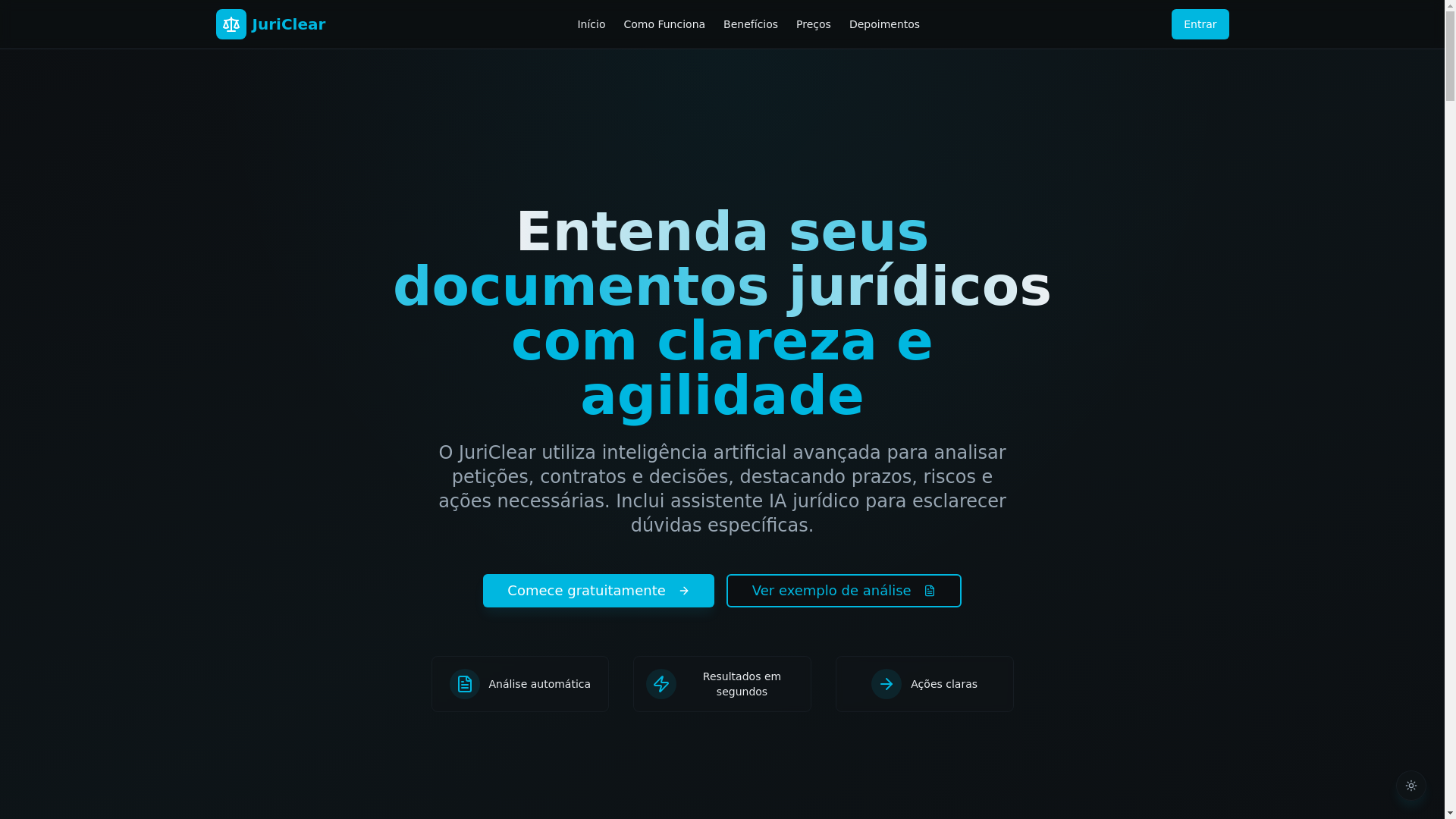 website screenshot of https://juriclear.com/