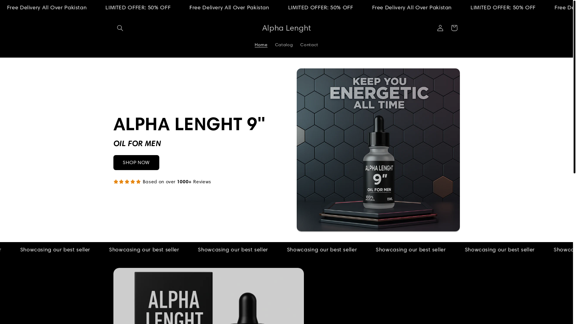 website screenshot of https://alphalenght.shop/
