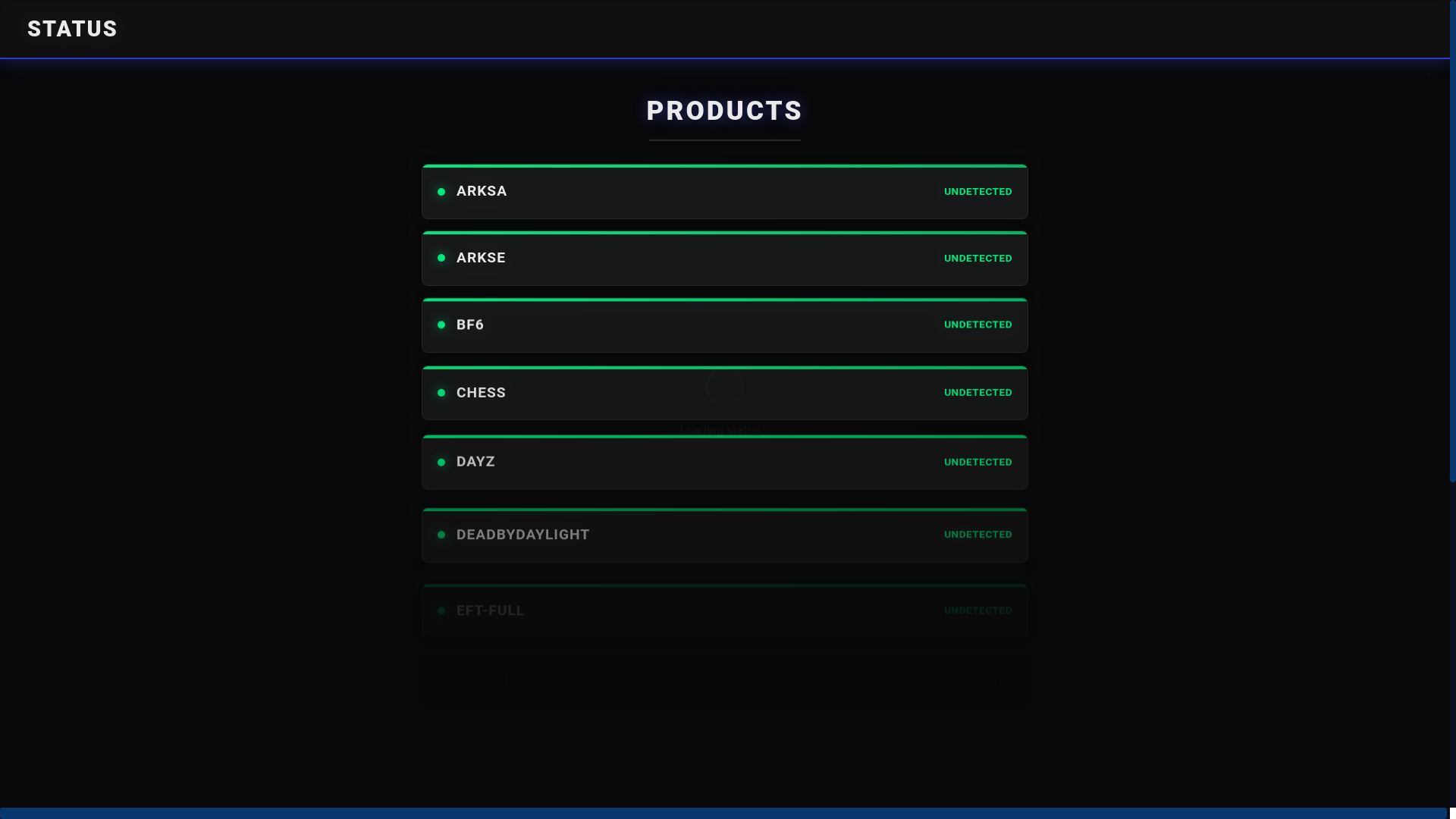 website screenshot of https://status.klar.gg/