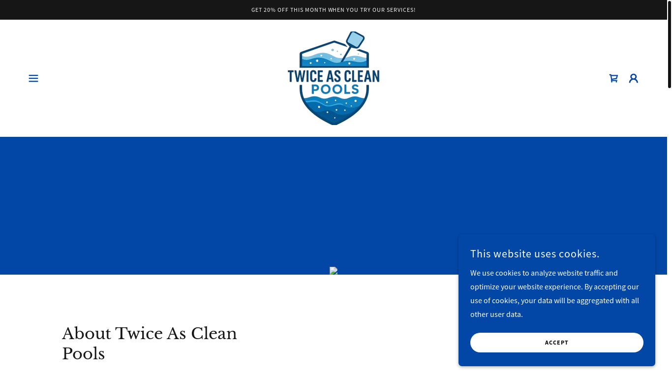 website screenshot of https://twiceascleanpools.com/