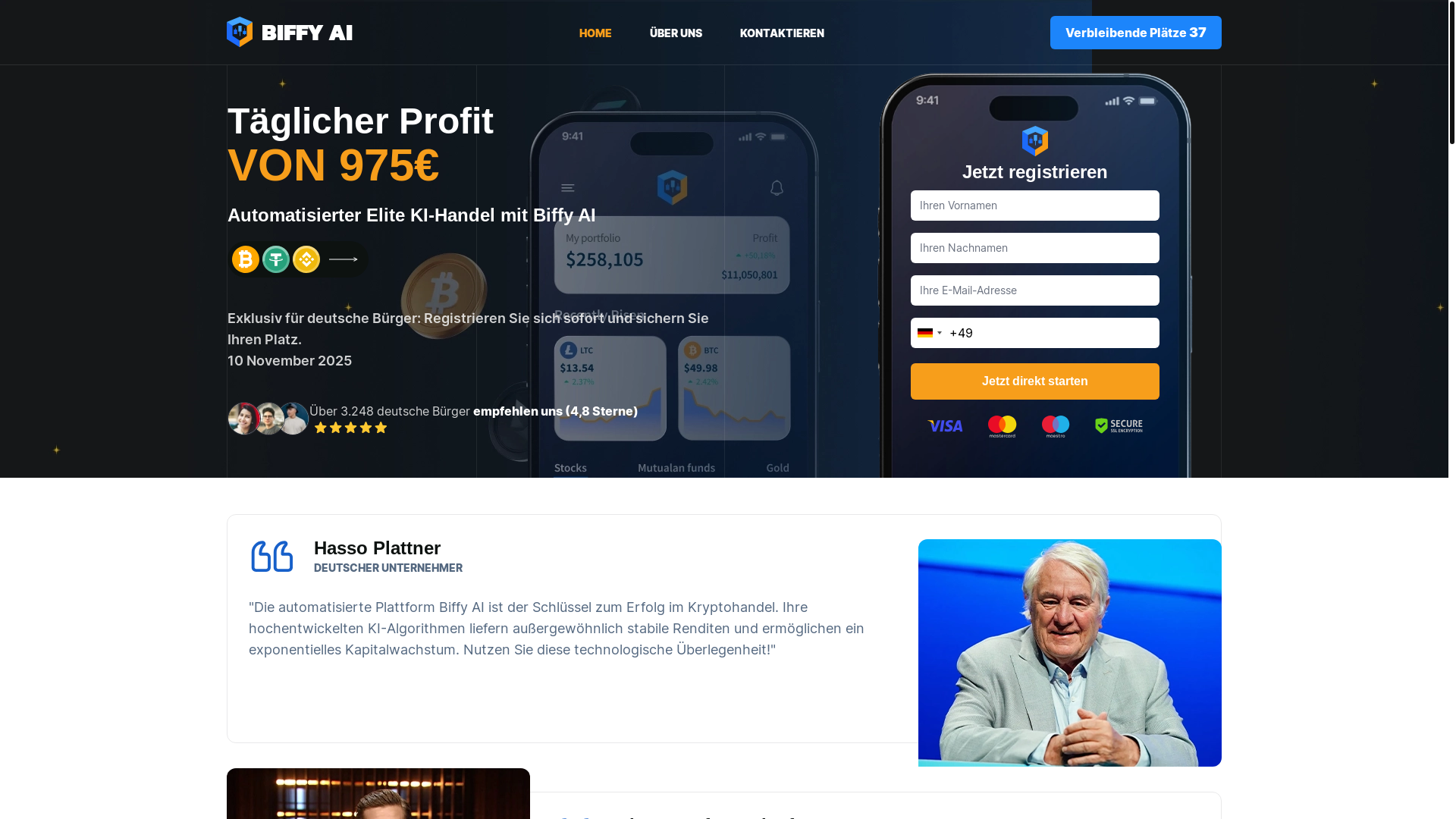 website screenshot of https://biffyai.de/