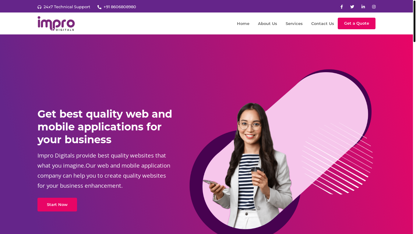 website screenshot of https://improdigitals.com/