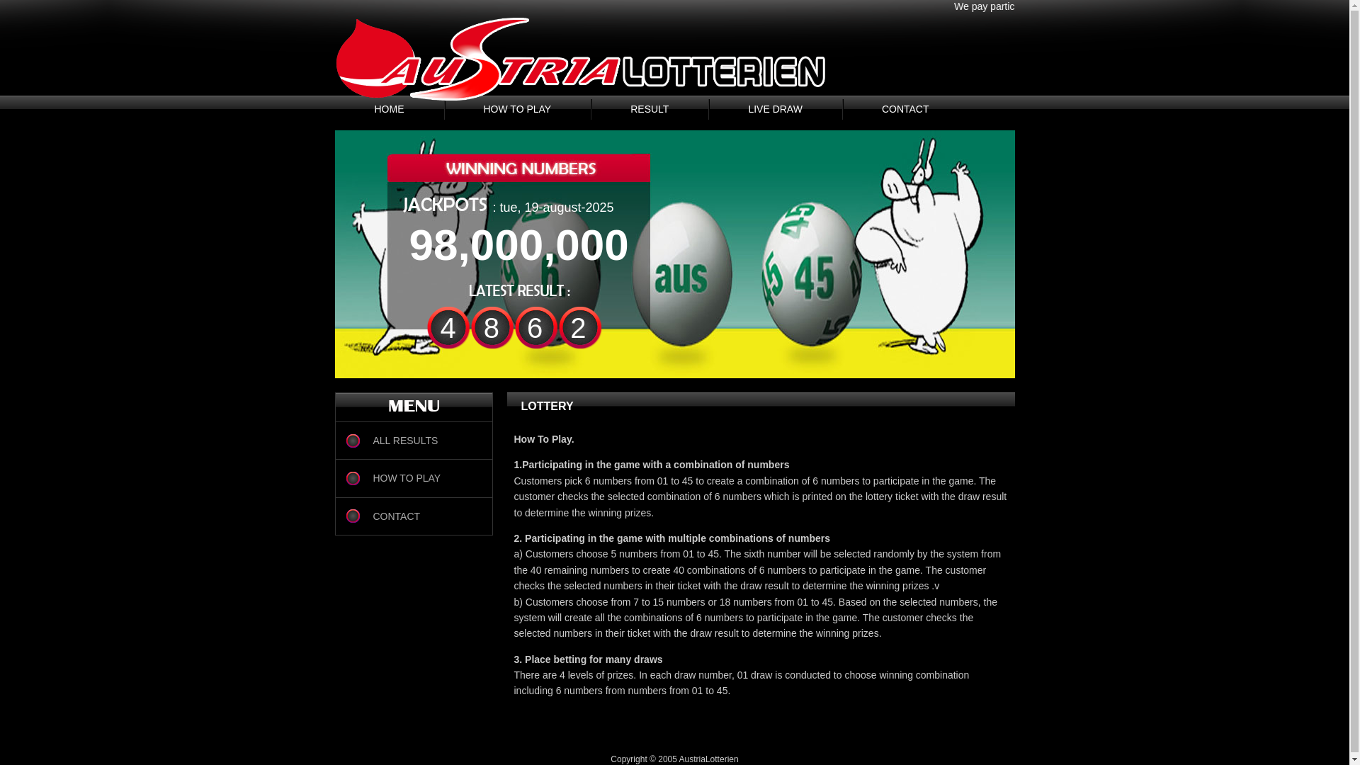 website screenshot of https://austrialotterien.net/
